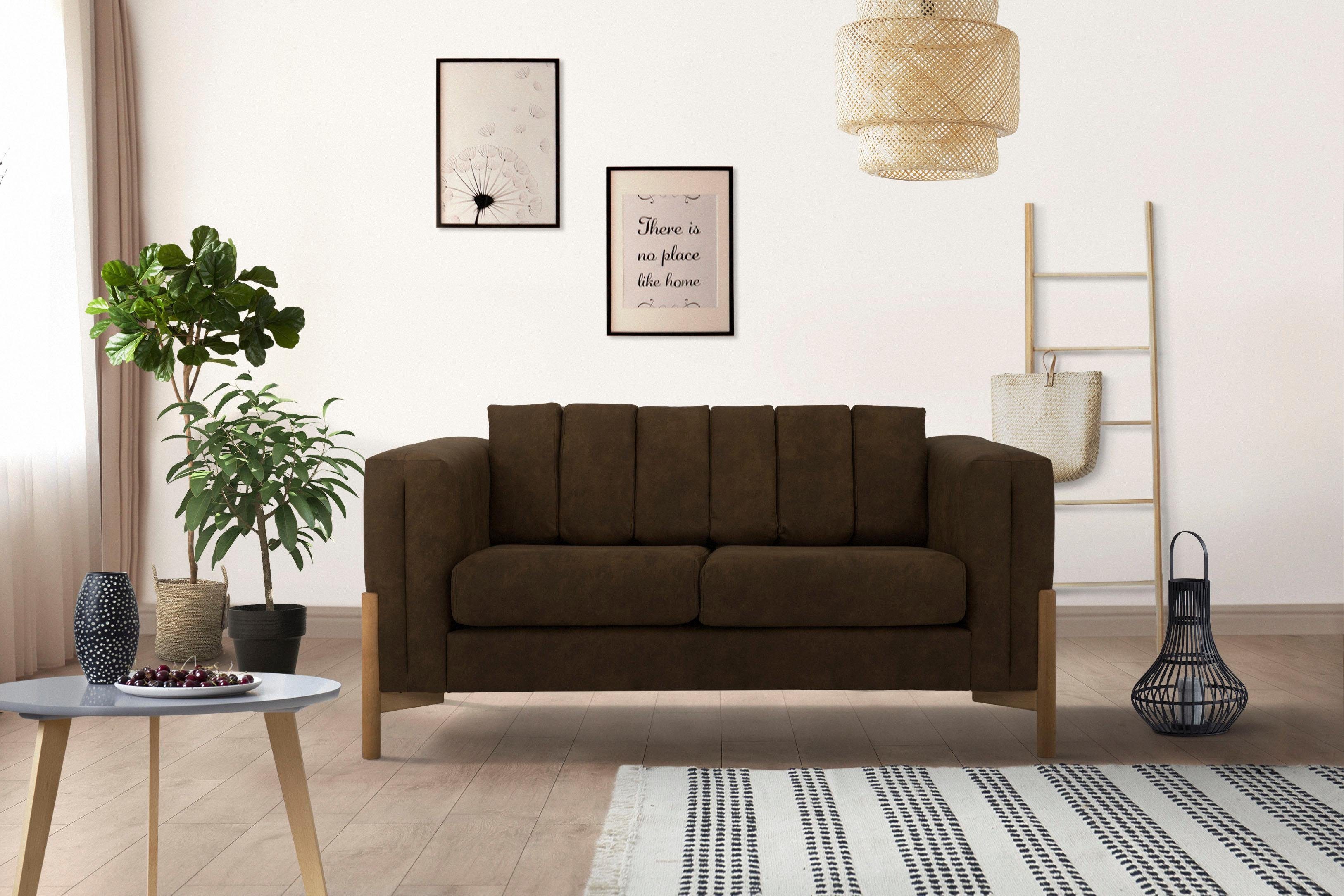 Home affaire 2-zitsbank Haki bruin, 2-zitsbanken, 160 cm