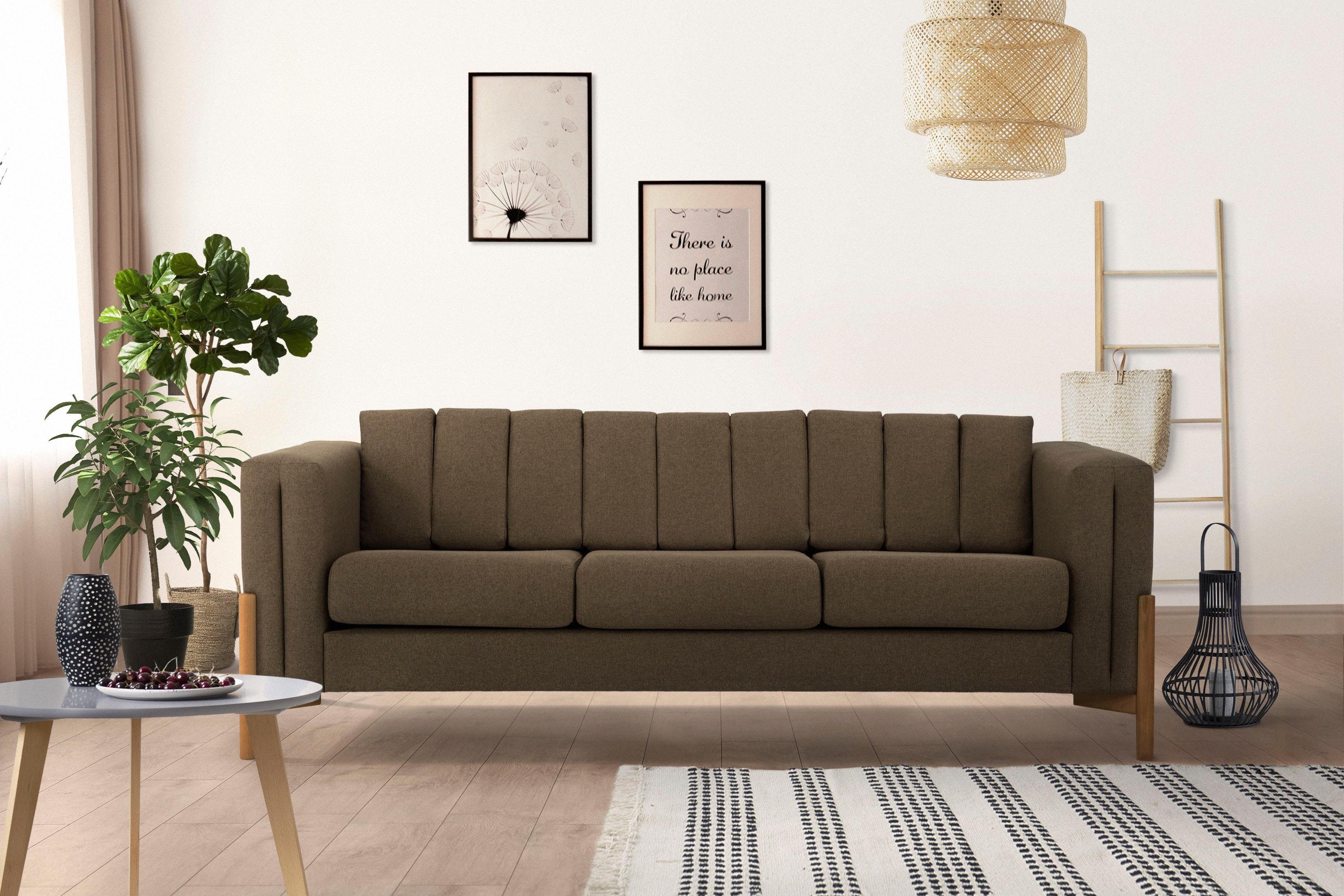 Home affaire 3-zitsbank Haki bruin, 3-zitsbanken, 220 cm