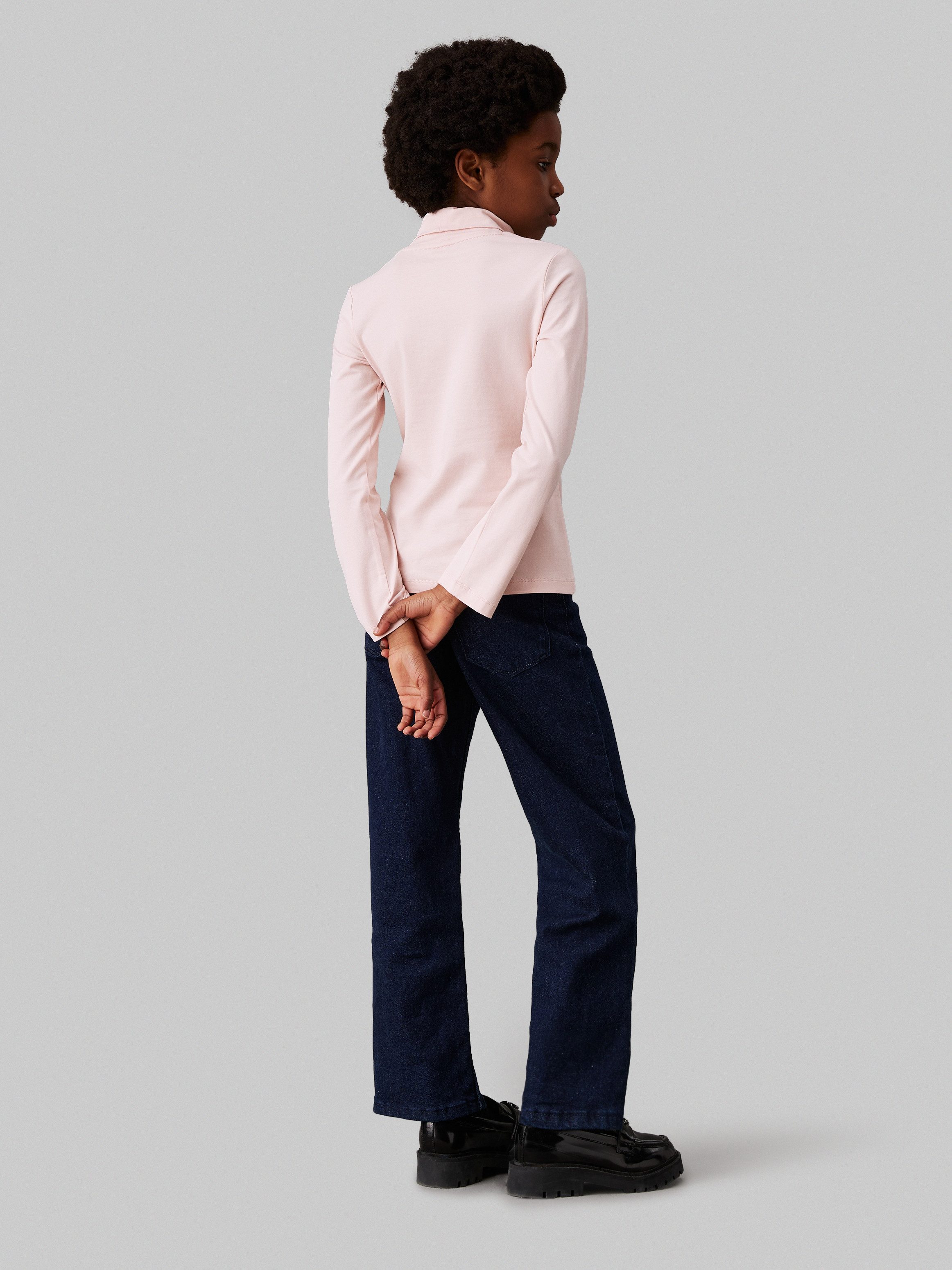 Calvin Klein Colshirt Monologo Ls Roll Neck Top voor kinderen tot 16 jaar en met logoprint