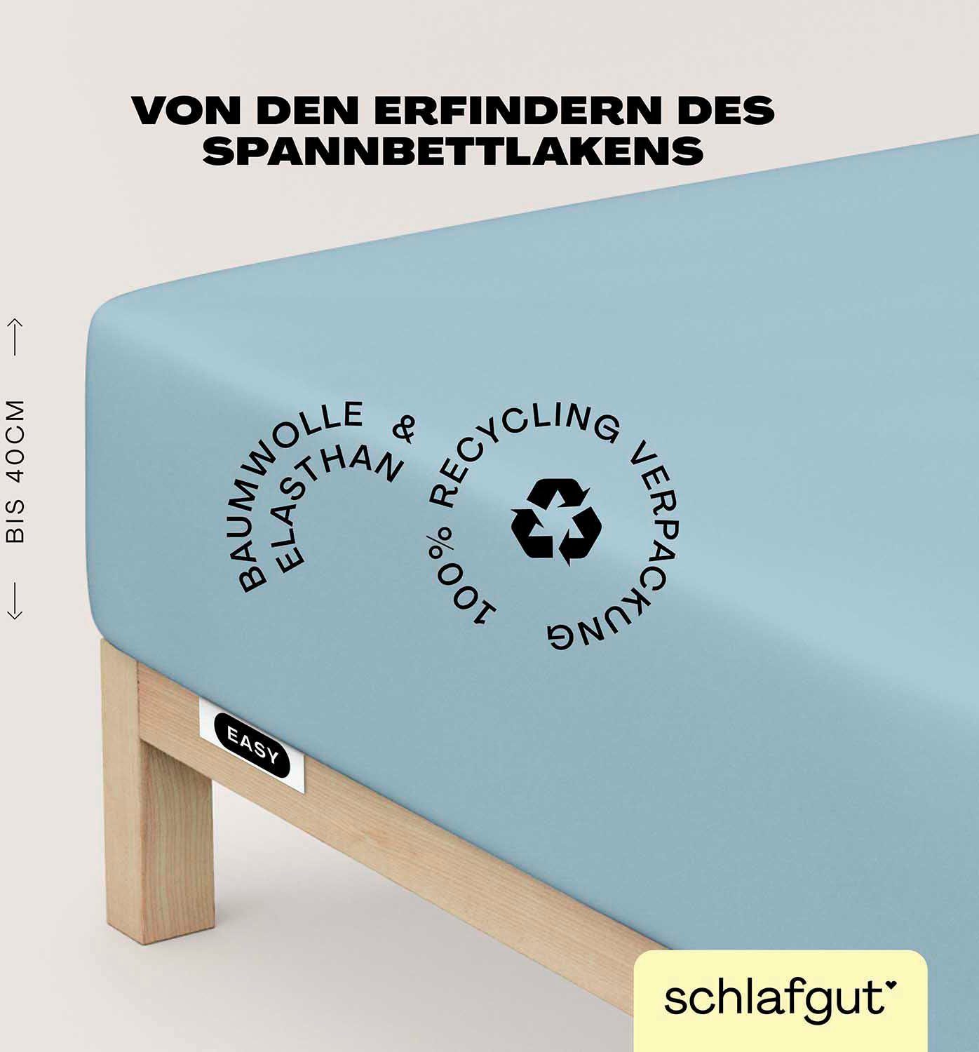 Schlafgut Hoeslaken EASY jersey elastaan boxspring (1 stuk) hoeslakens maat 140-160 cm x 200-220 cm blauw