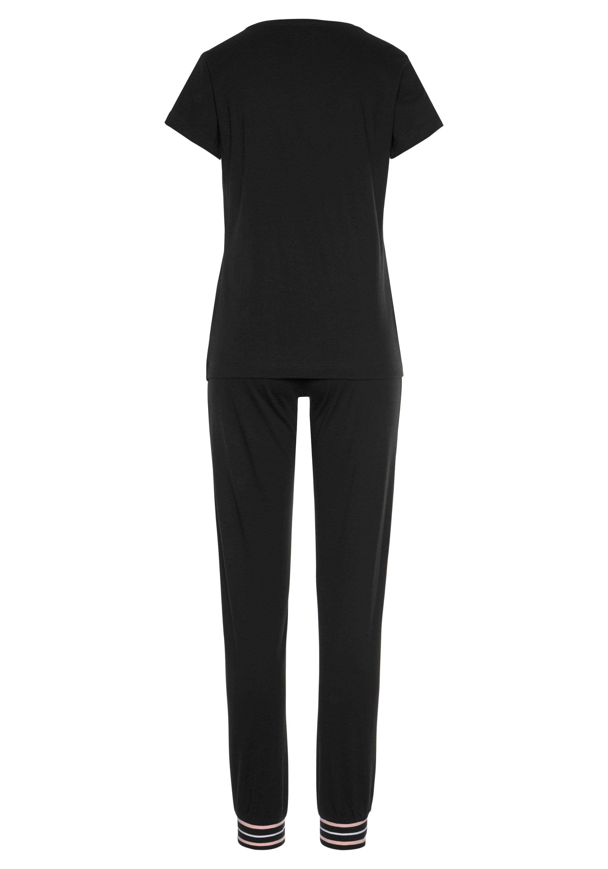 s.Oliver RED LABEL Beachwear Pyjama met gestreepte ribboorden (2-delig, 1 stuk)