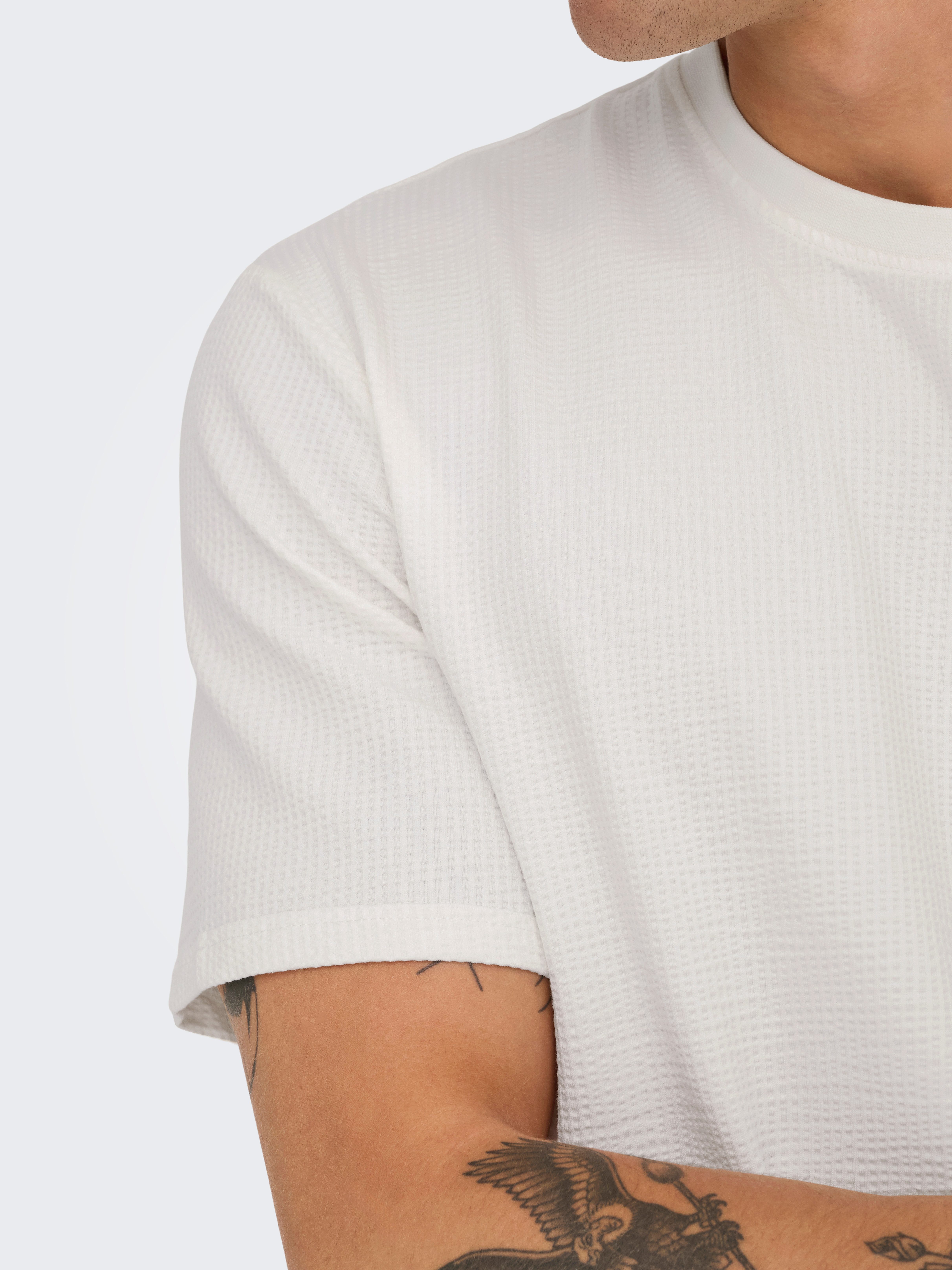 ONLY & SONS Shirt met ronde hals ONSKIAN LIFE REG SEERSUCKER SS TEE NOOS