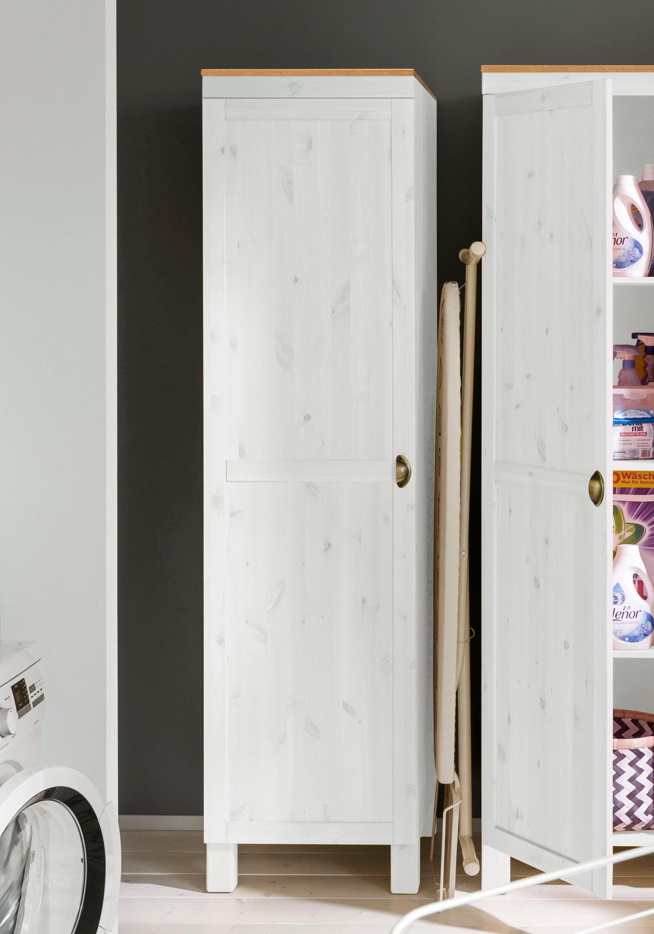 Home affaire Hoge kast Oslo 50 cm breed, 205 hoog, 1 deur, 4 vakken, van massief grenen, metalen greep snel online gekocht | OTTO