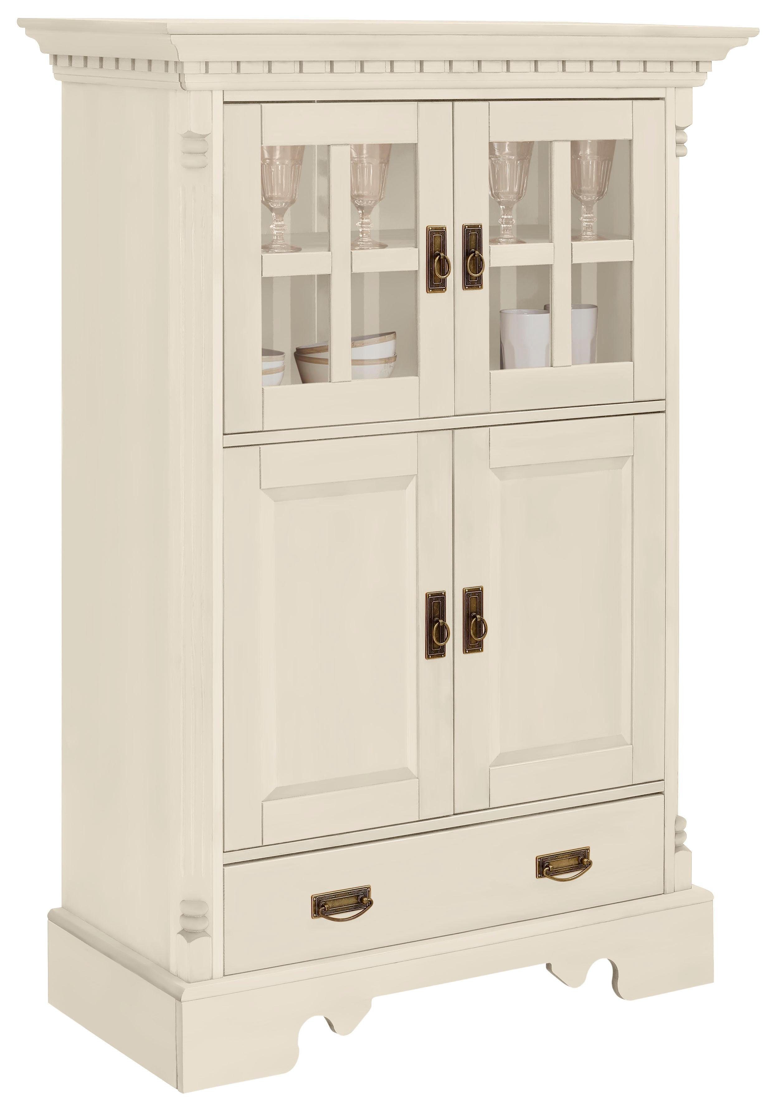 Home affaire Highboard Milan Vitrine, breedte 102 cm highboards maat 102x47x149 cm bruin