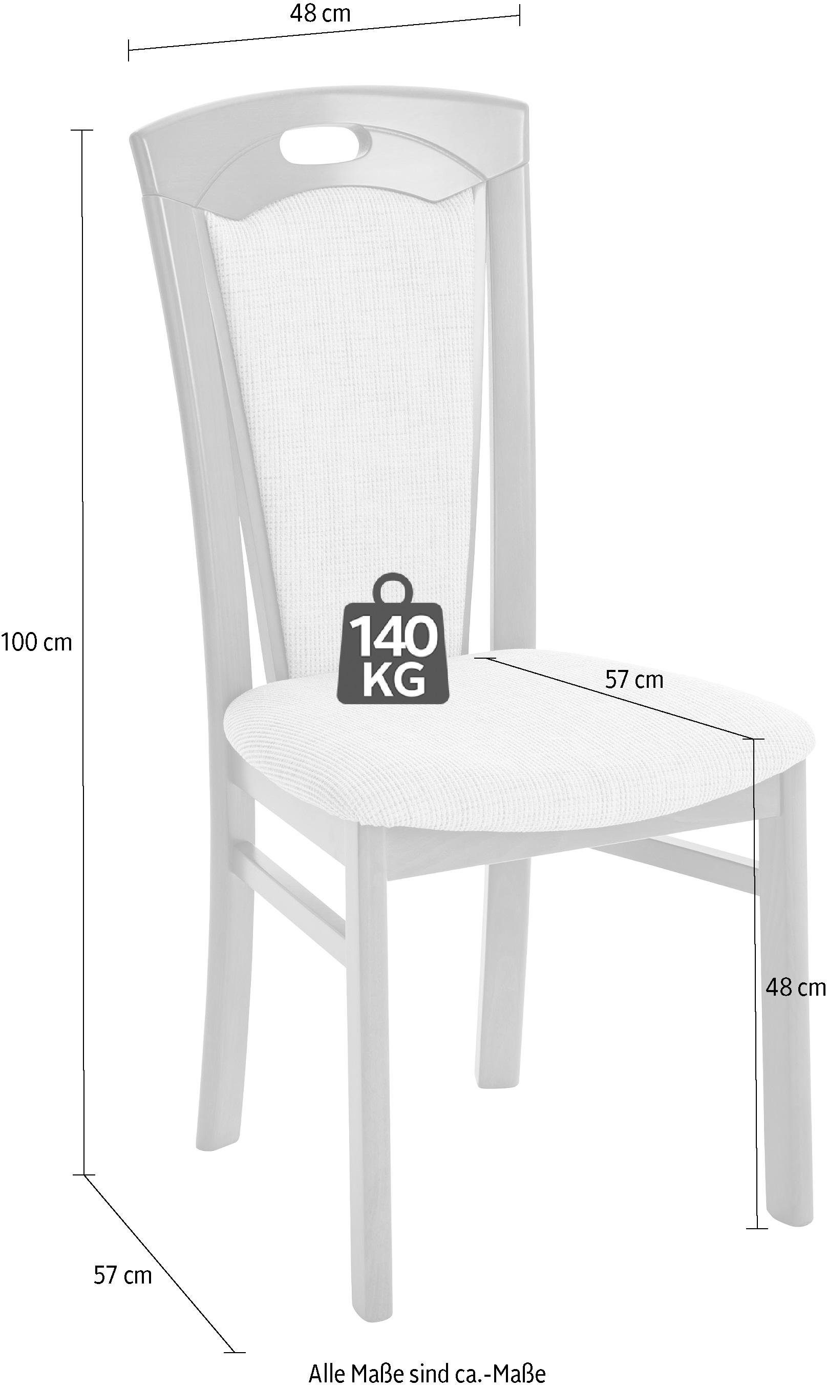 Home affaire Eetkamerstoel FERDI Made in Italy, massief hout Bekleding fijne structuur (water- en vlekafstotend) of structuur (set, 2 stuks)