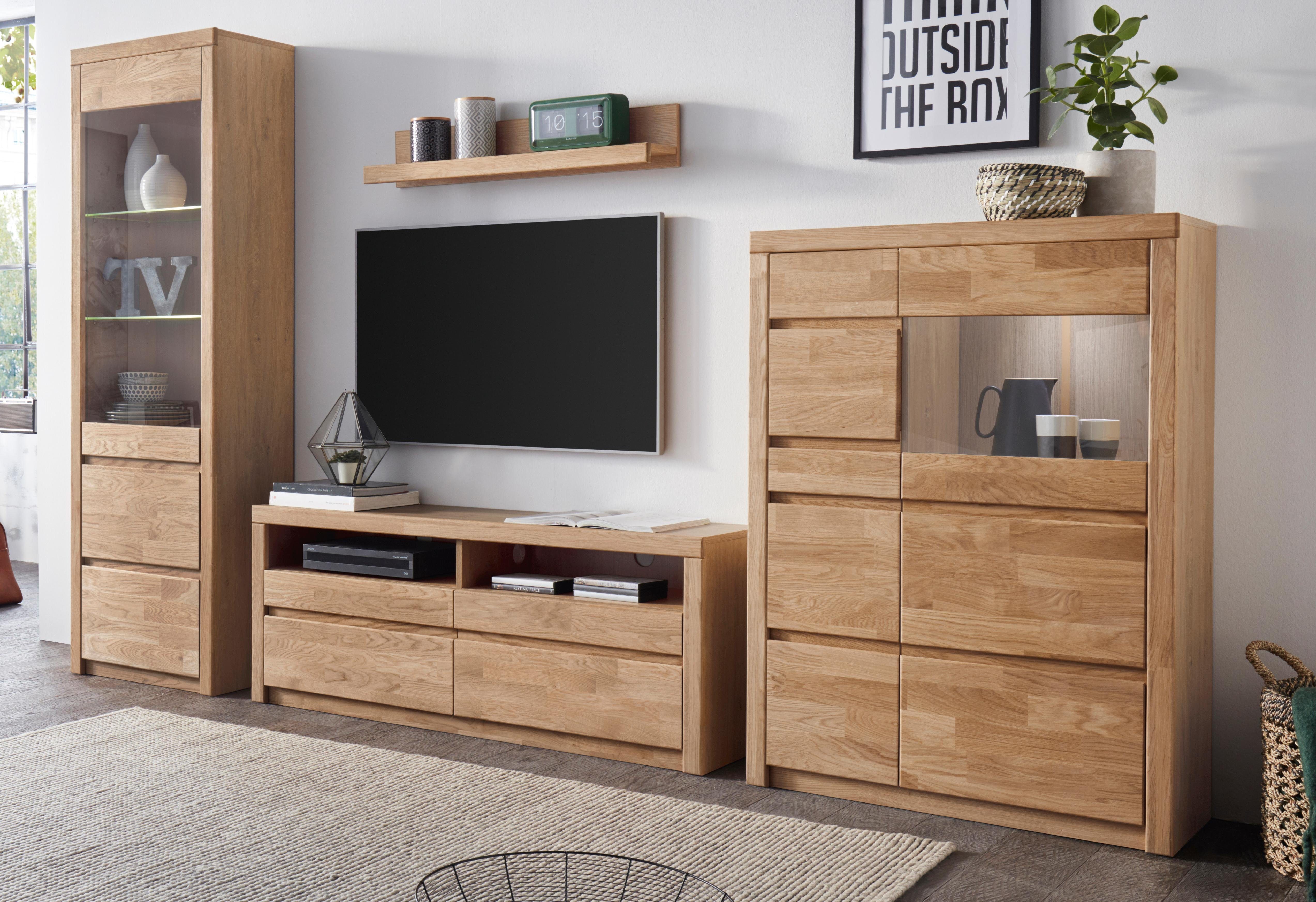 Home affaire Wandmeubel Silkeborg gedeeltelijk massief hout (set, 4-delig) tv-wandmeubels bruin