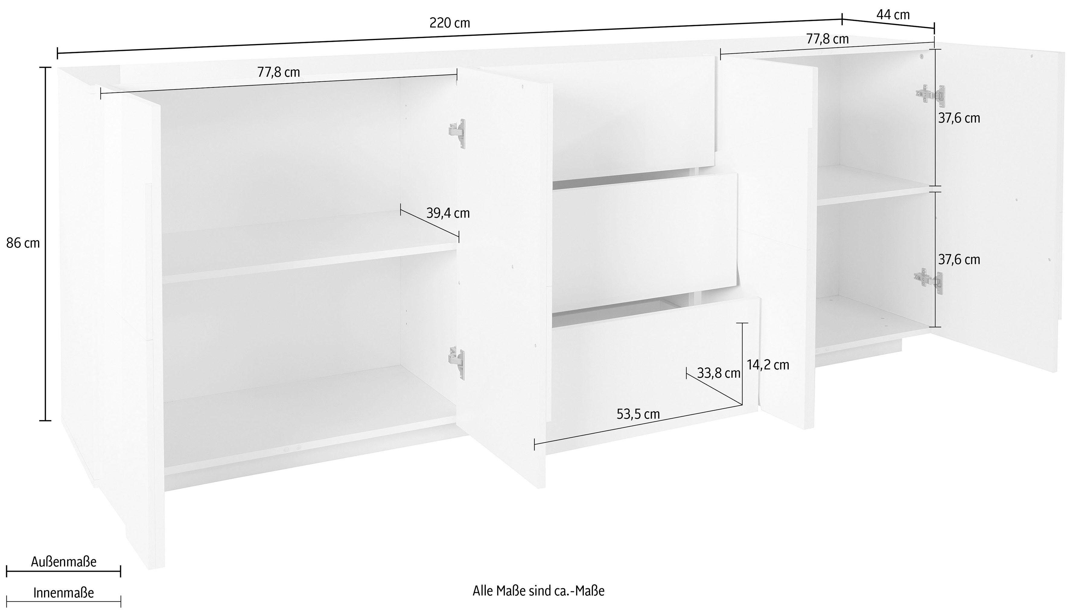 INOSIGN Dressoir Ping Breedte 224 cm