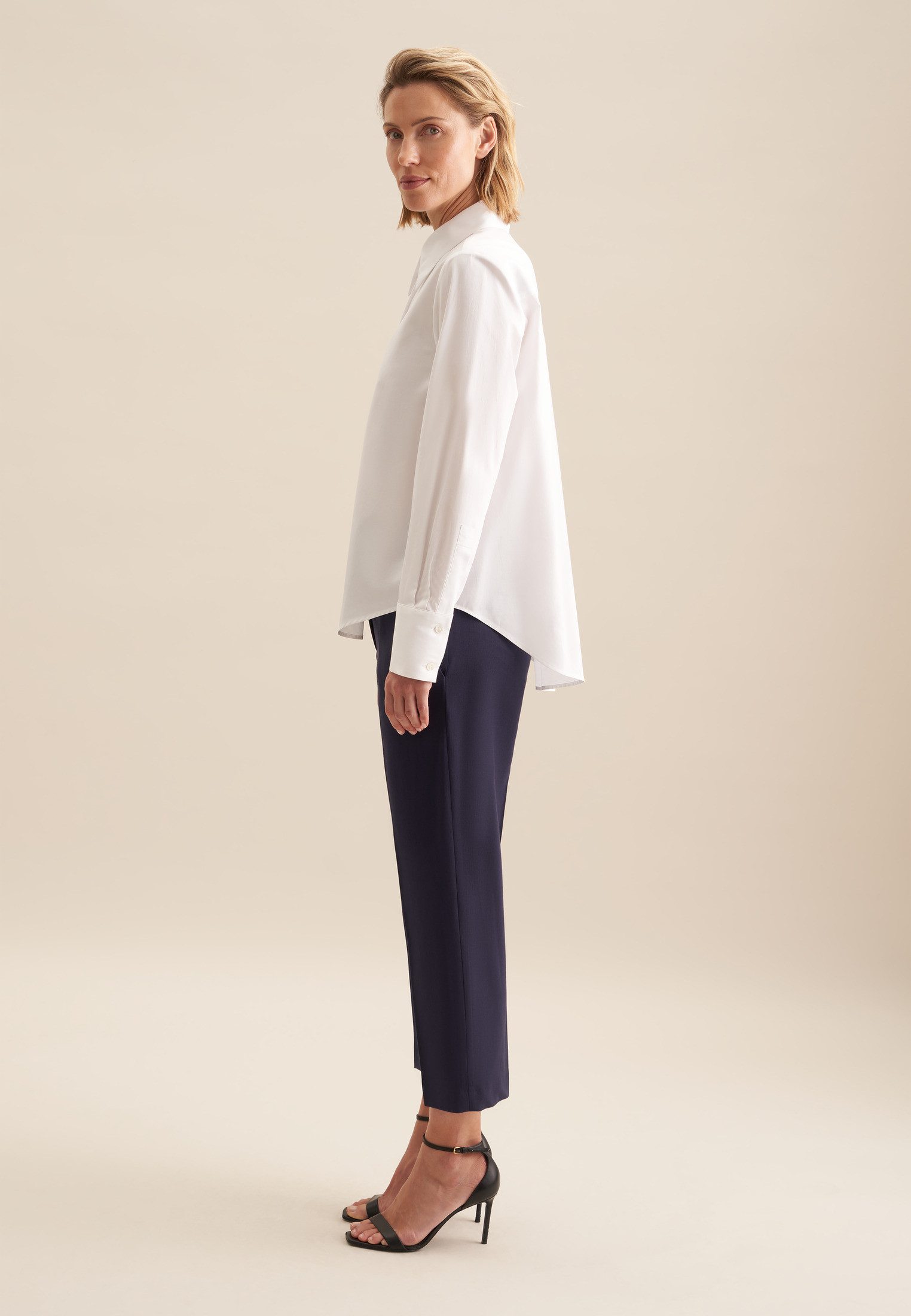 seidensticker Overhemdblouse Zwarte roos Lange mouwen kraag uni