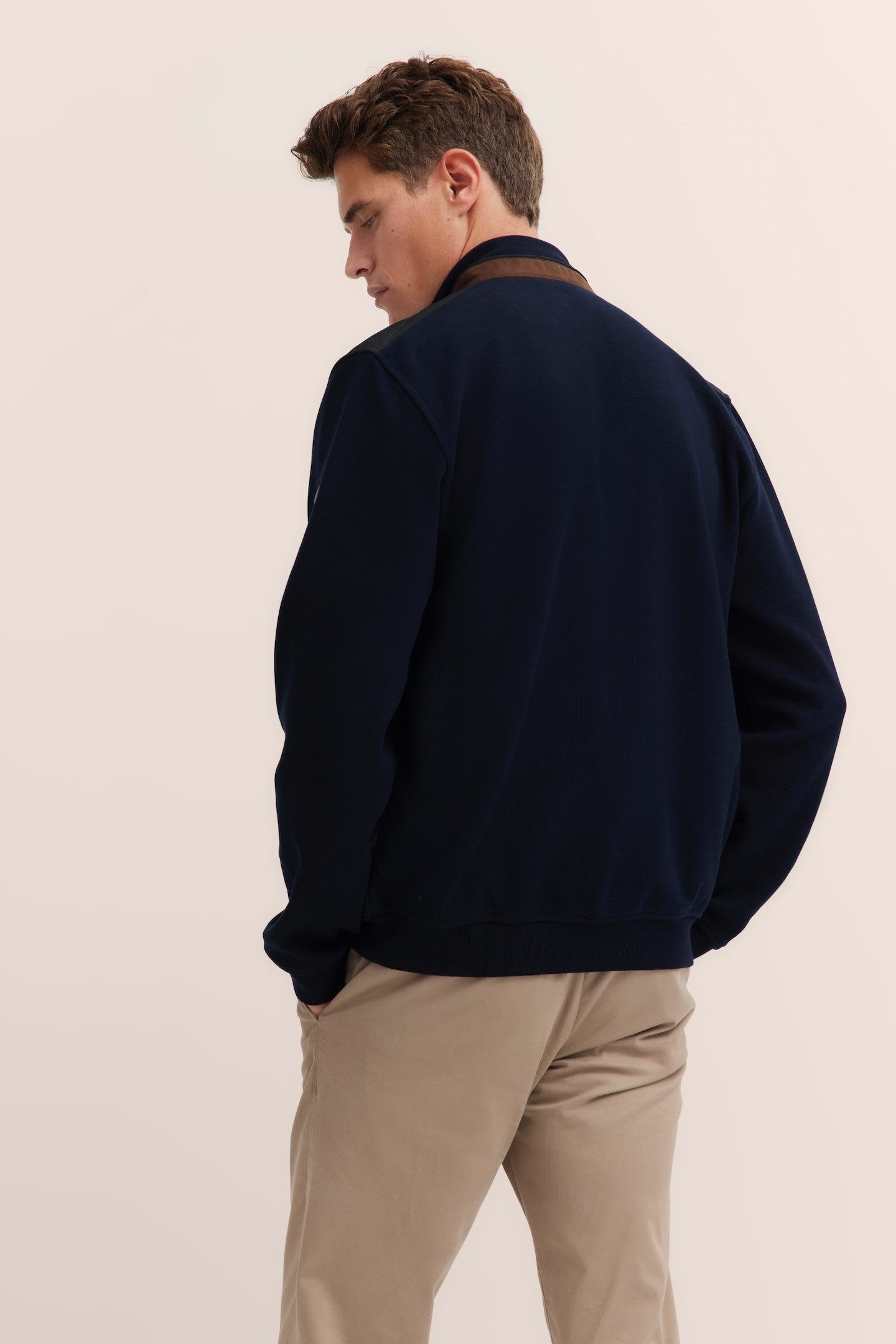 Bugatti Sweatvest met materialenmix