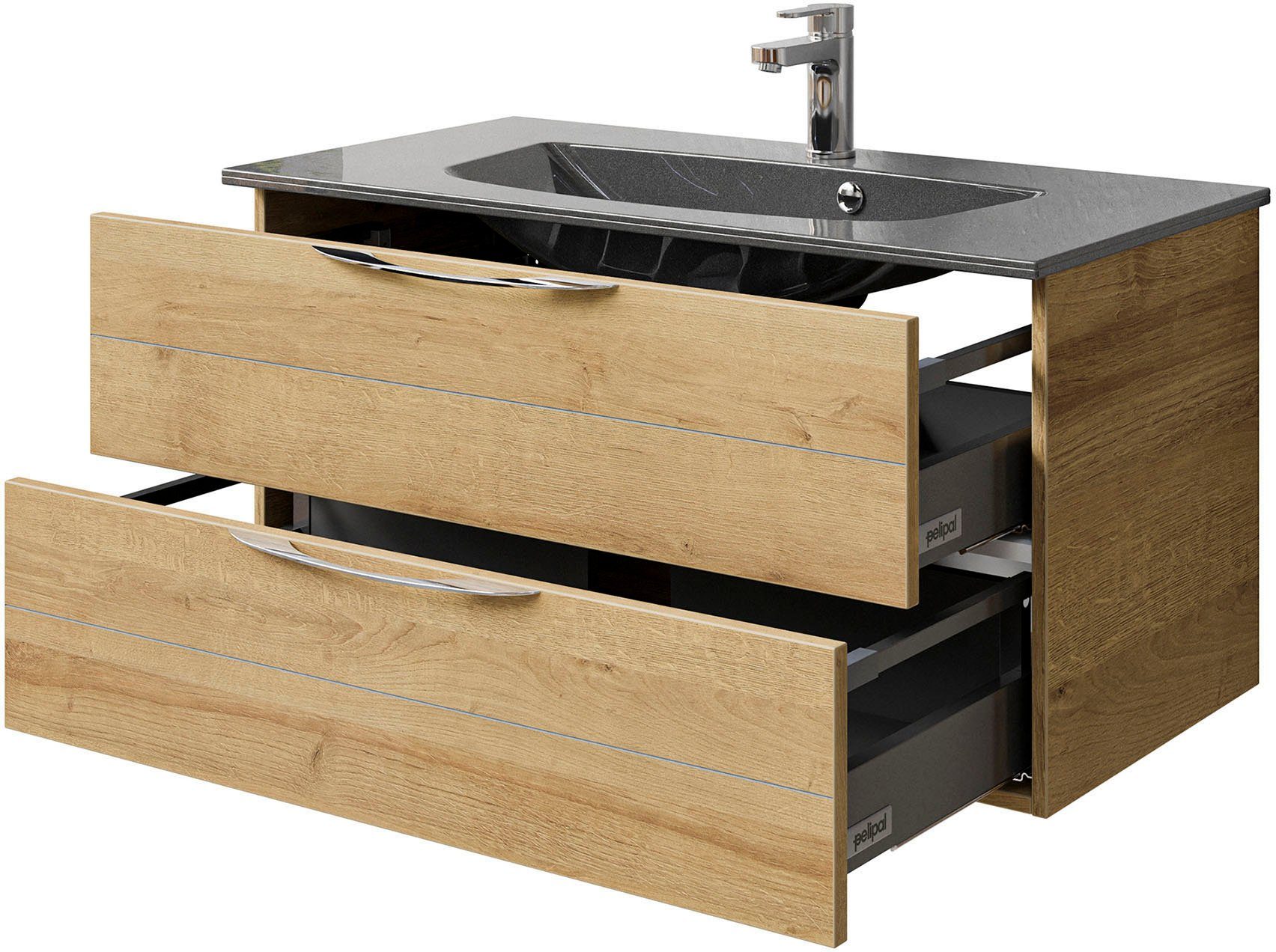 Saphir Wastafelonderkast Serie 6025 mineraalmarmeren wastafel met onderkast, 97 cm breed (2-delig)