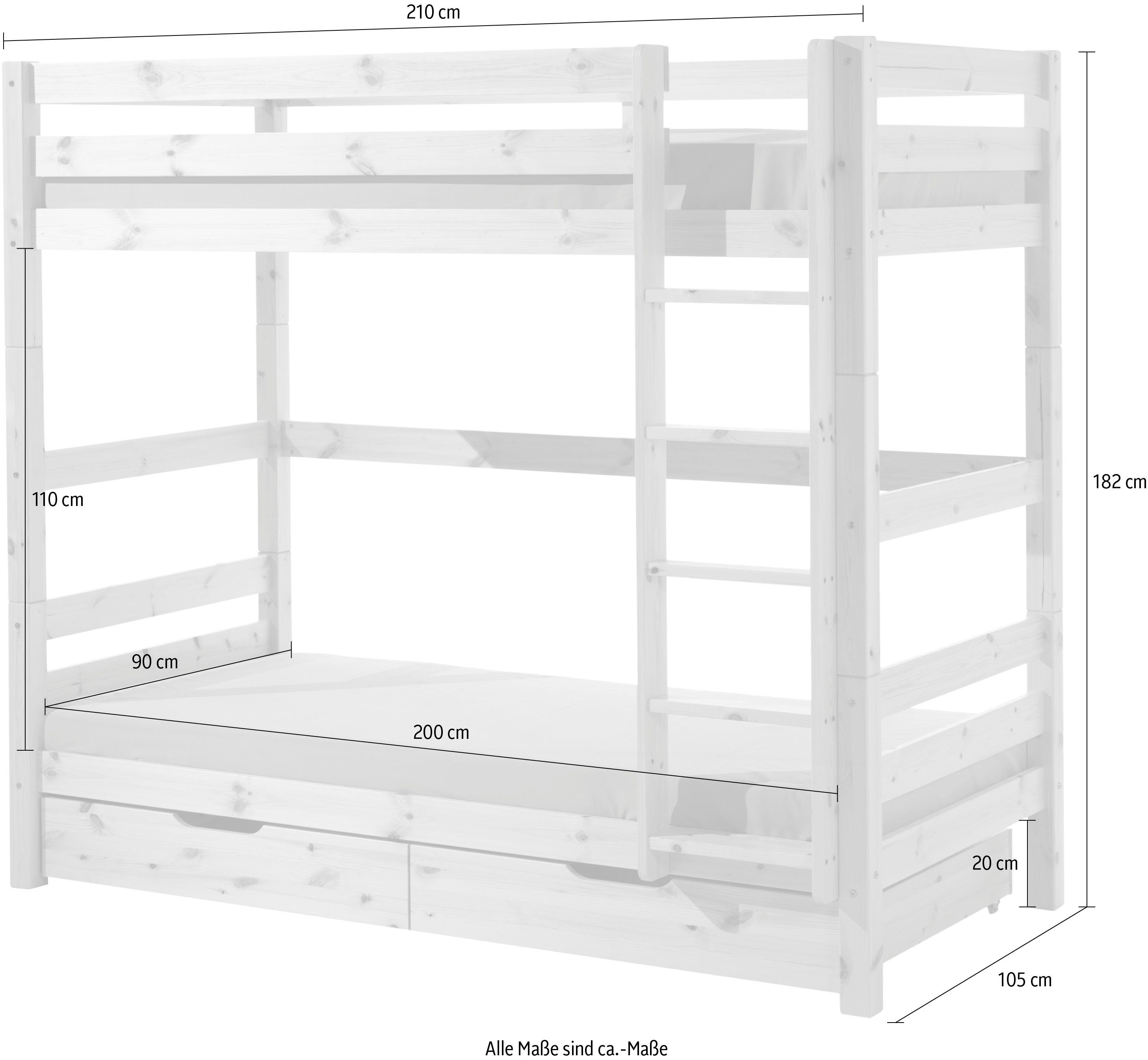 Vipack Stapelbed Pino, incl. lattenbodem, ladder en valbeveiliging