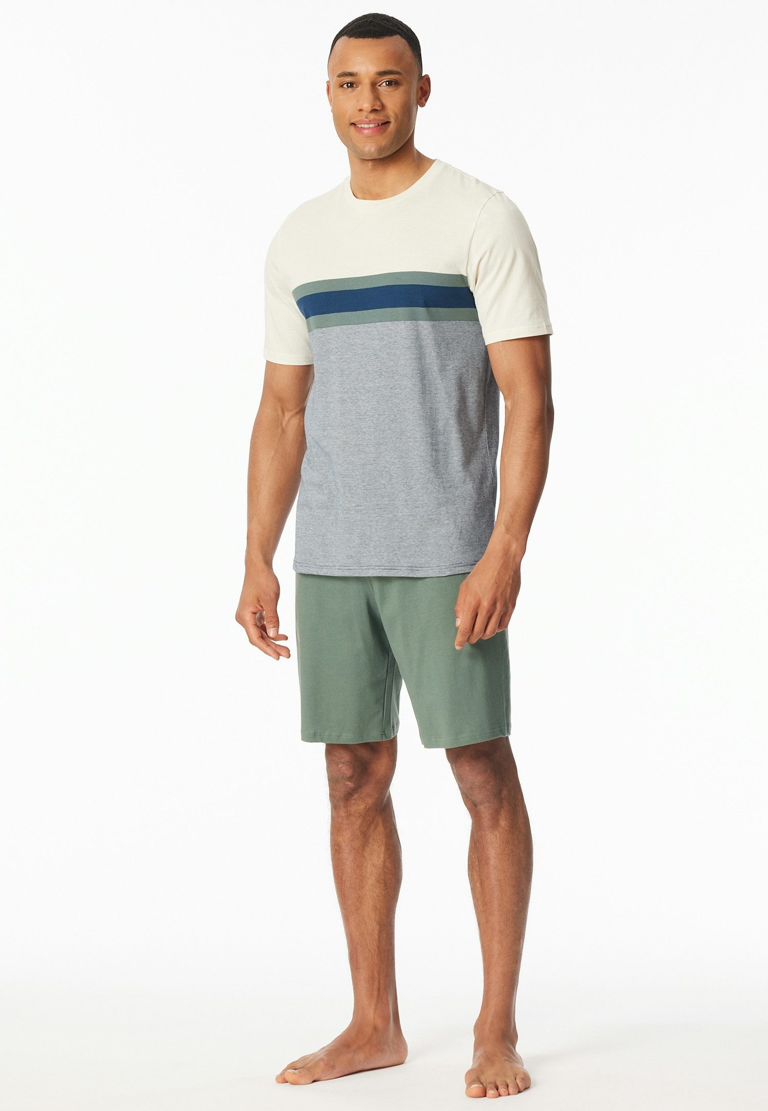 Schiesser Shortama Casual Nightwear Shorts in uni met bindband aan de tailleband (2-delig)