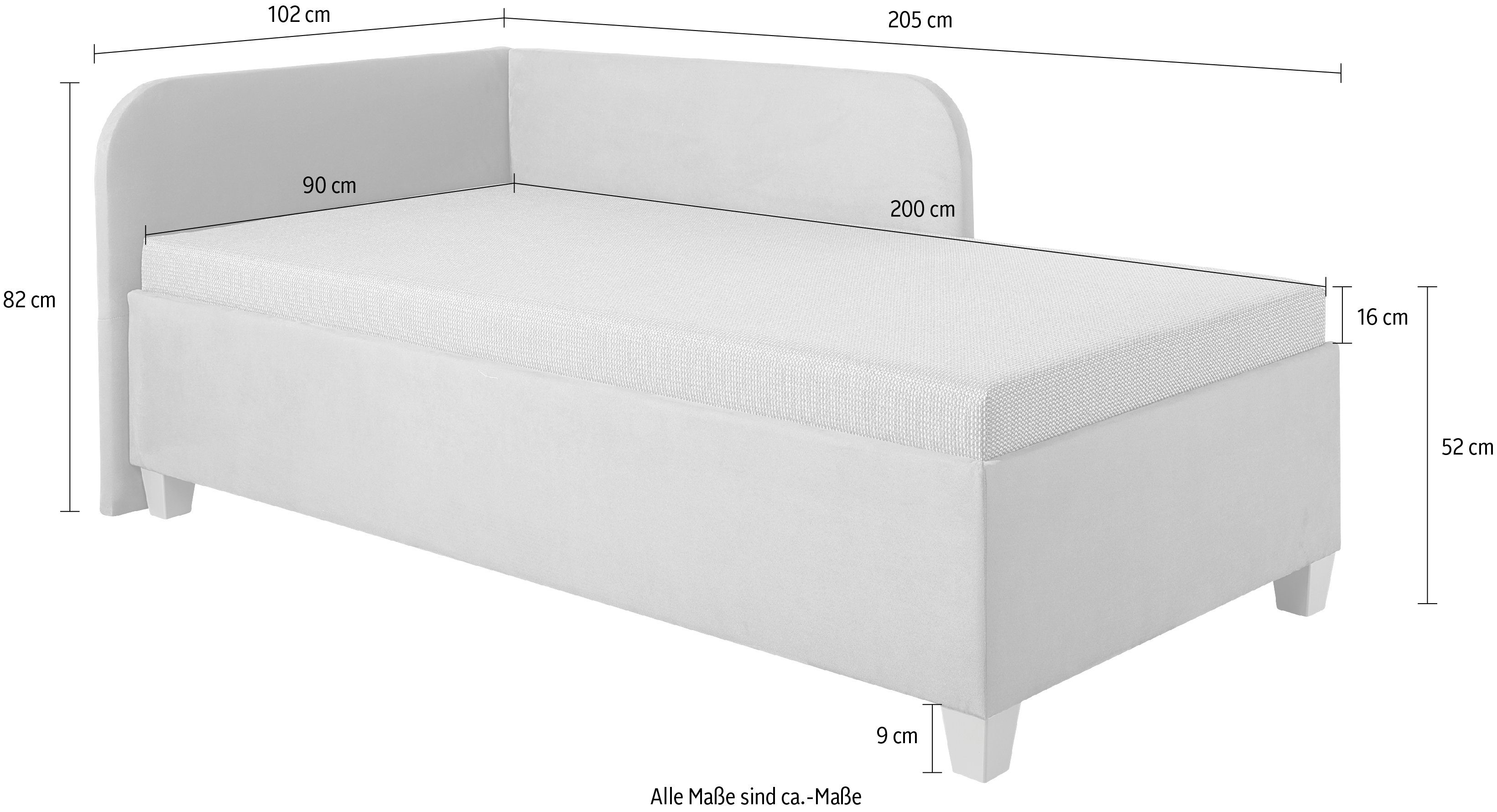 Maintal Bed Aolana met bedkist, in 2 breedten, binnenvering- of bonell-matras ter keuze