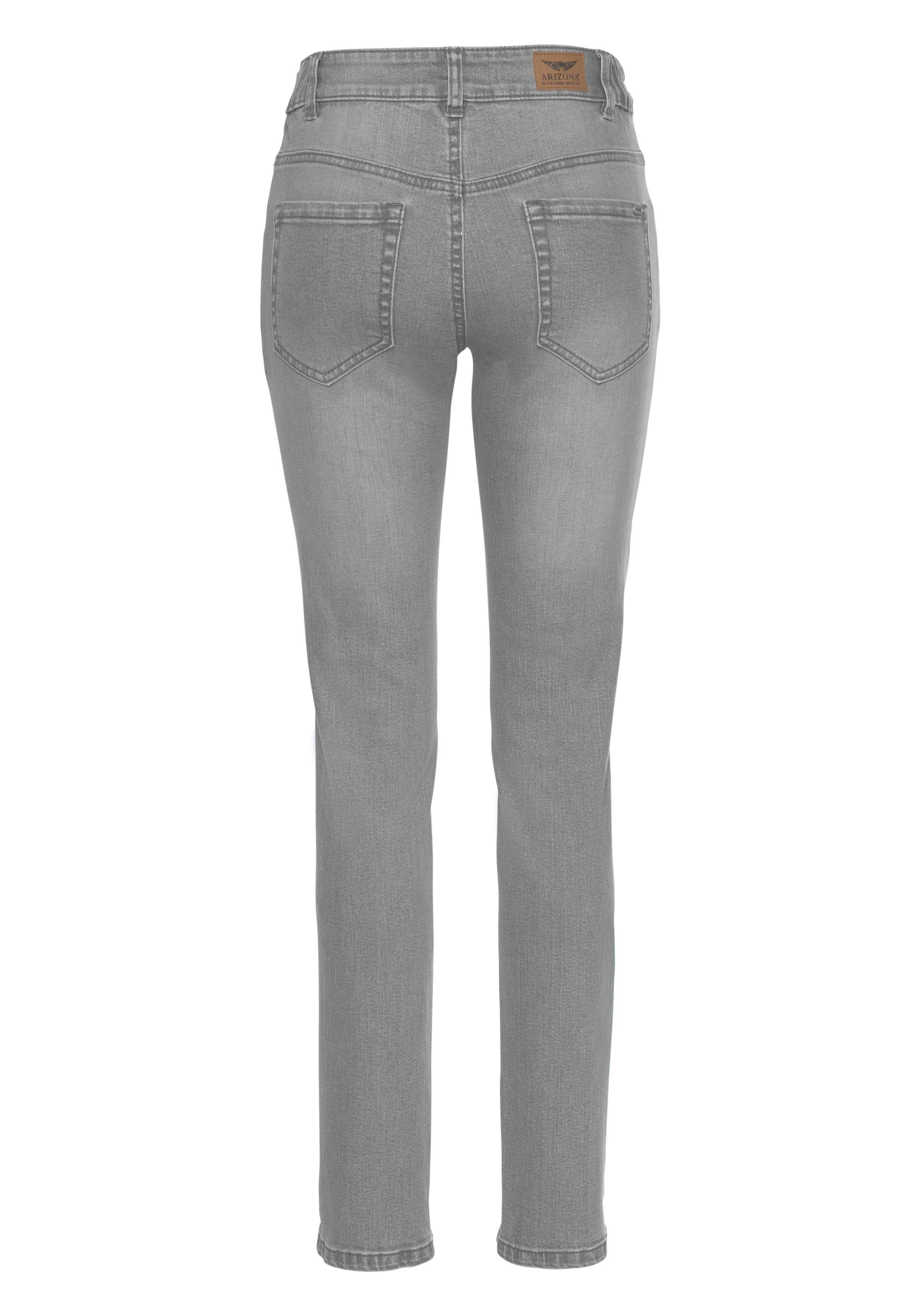 Arizona Slim fit jeans Tailleband met zij-elastiek inzet smalle pasvorm, skinny jeans, used-wassing, hoge taille