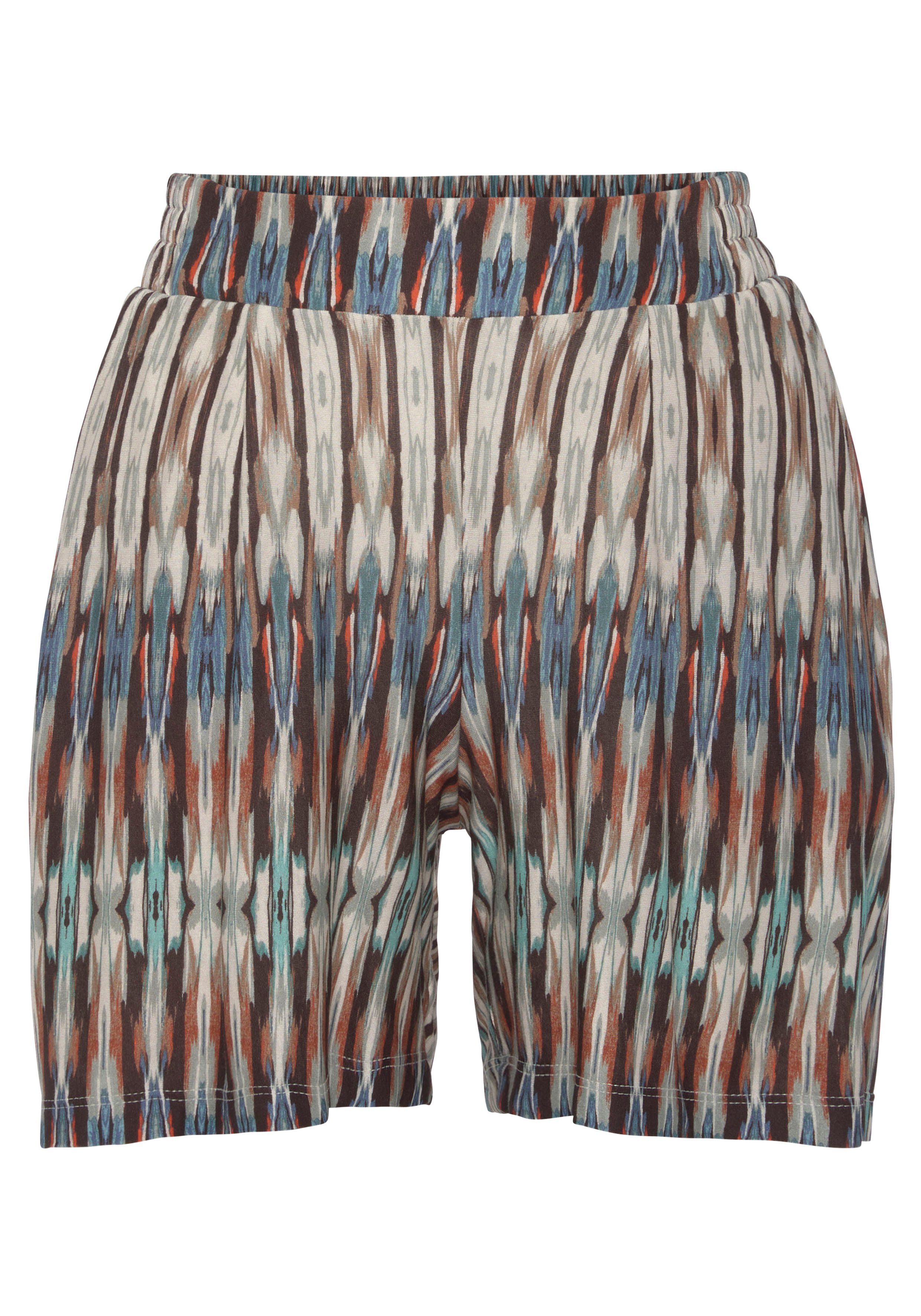 Vivance Short met etnische print, korte broek met elastiek, zomerse strandshorts