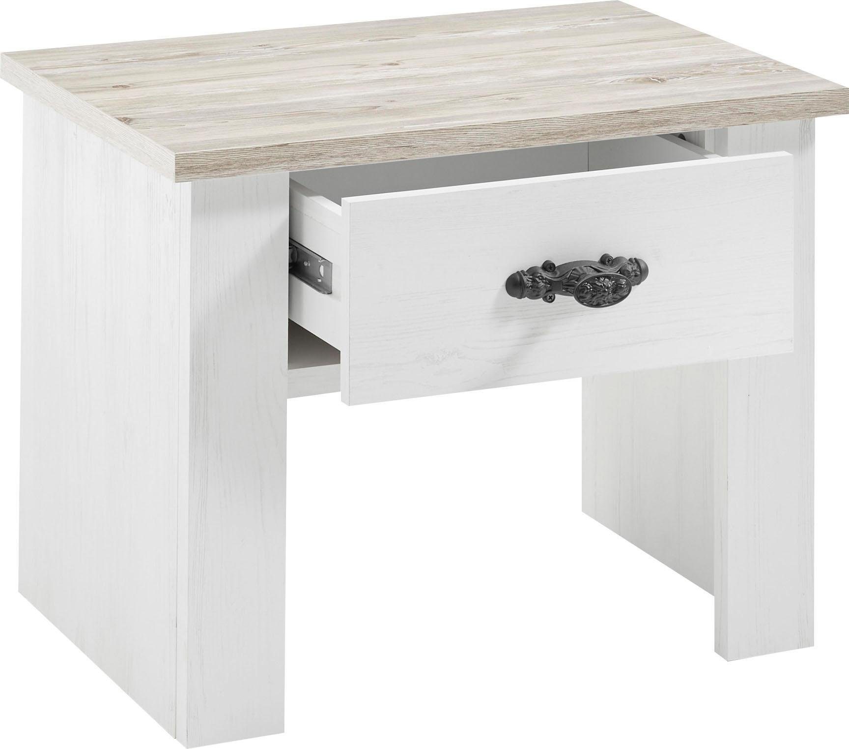 Home affaire Nachtkastje Florenz nachtkastje zijkast commode BESTSELLER met prachtig versierde, bijzondere metalen grepen nachtkastje