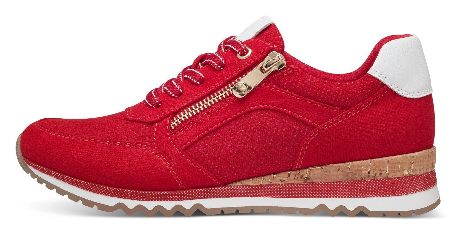 Marco Tozzi Sneakers met sleehak vrijetijdsschoen, lage schoen, veterschoen in vegan uitvoering