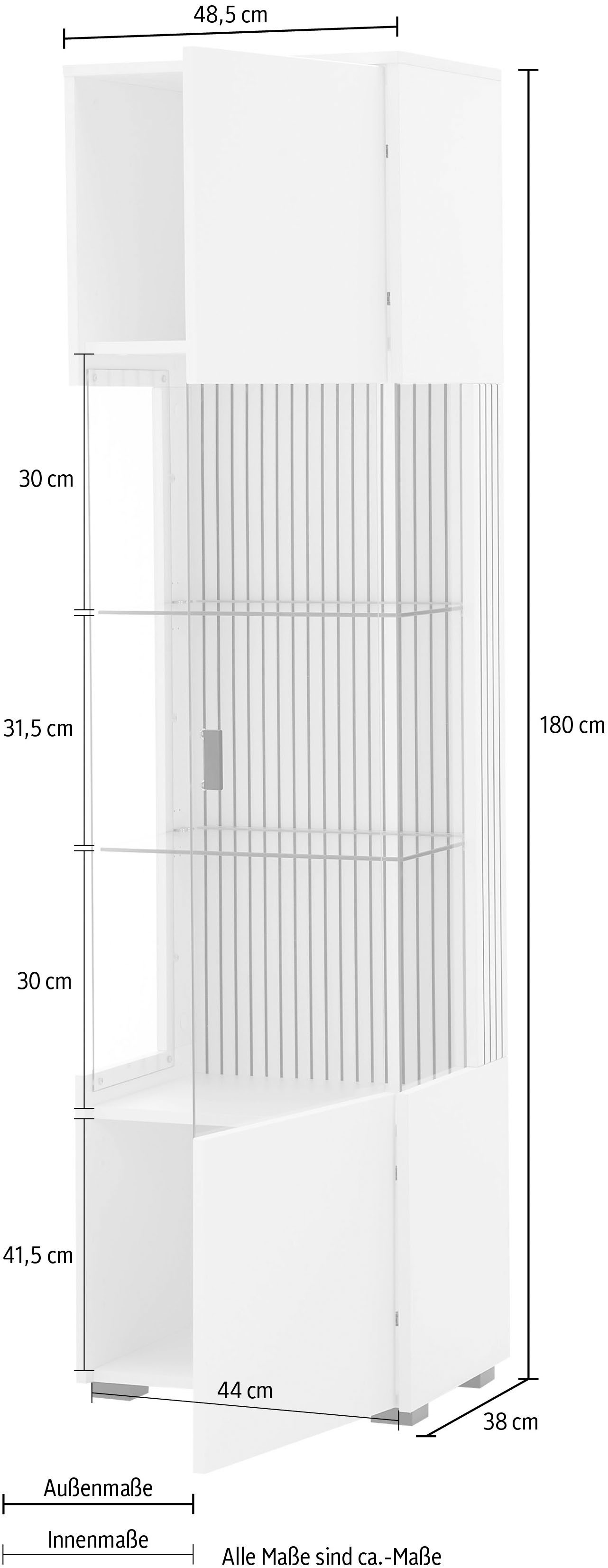 INOSIGN Vitrinekast Hudson in moderne trendkleur, handgrepen van metaal (zwart), hoogte 180 cm