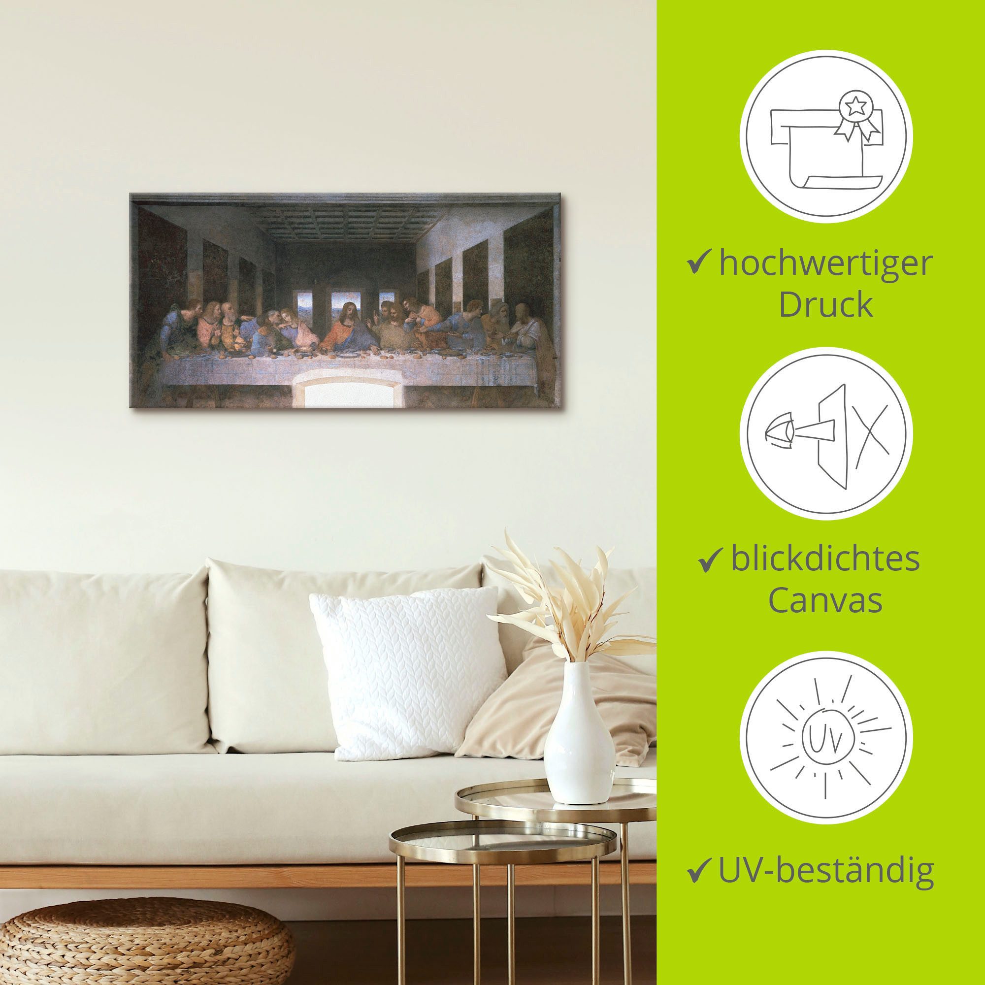 Artland Artprint Het laatste avondmaal als artprint op linnen, muursticker in verschillende maten