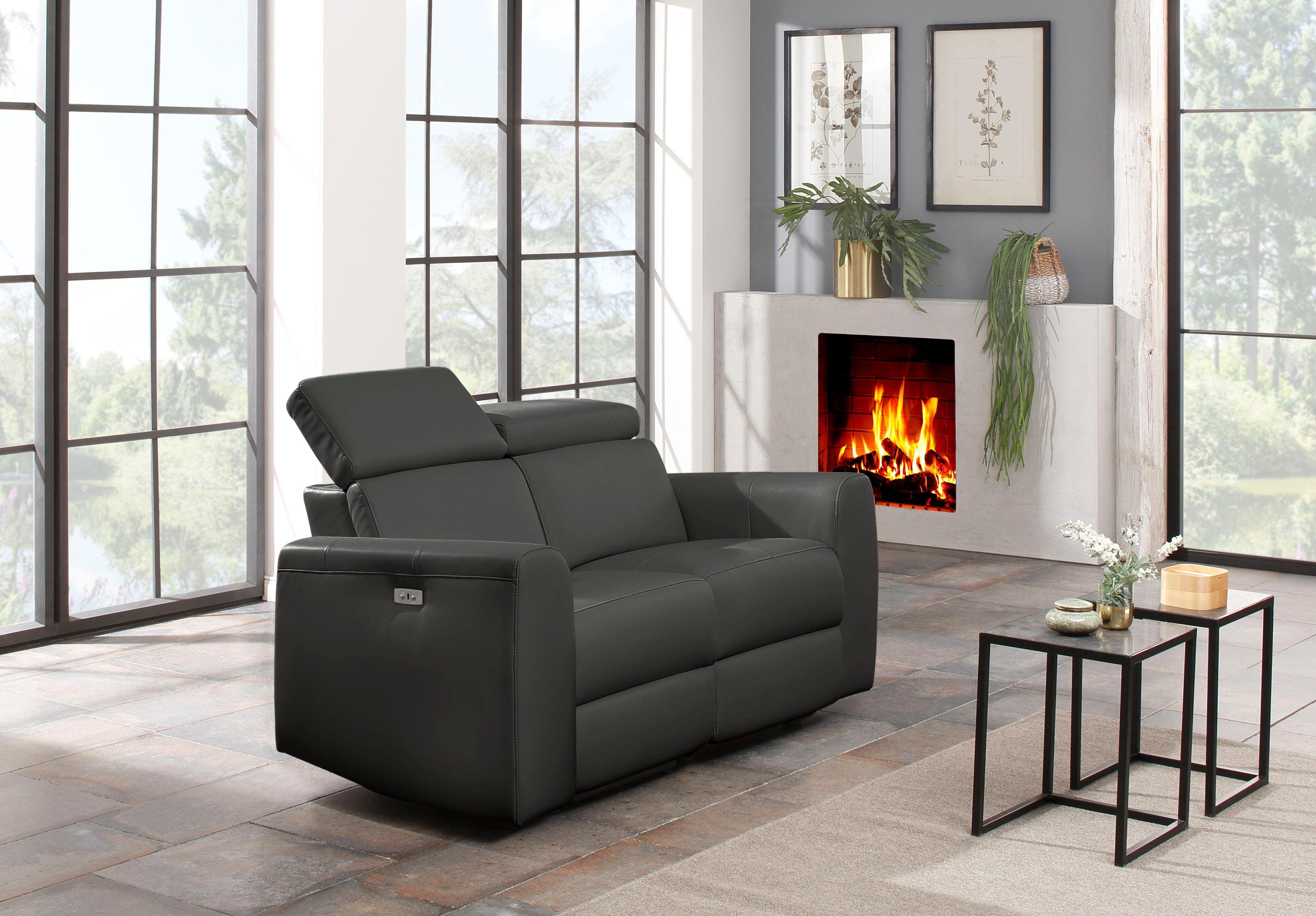 Home affaire 2-zitsbank Sentrano 152 cm, man. of electr. relaxfunctie en usb/kopverstelling bruin, 2-zitsbanken, 152 cm
