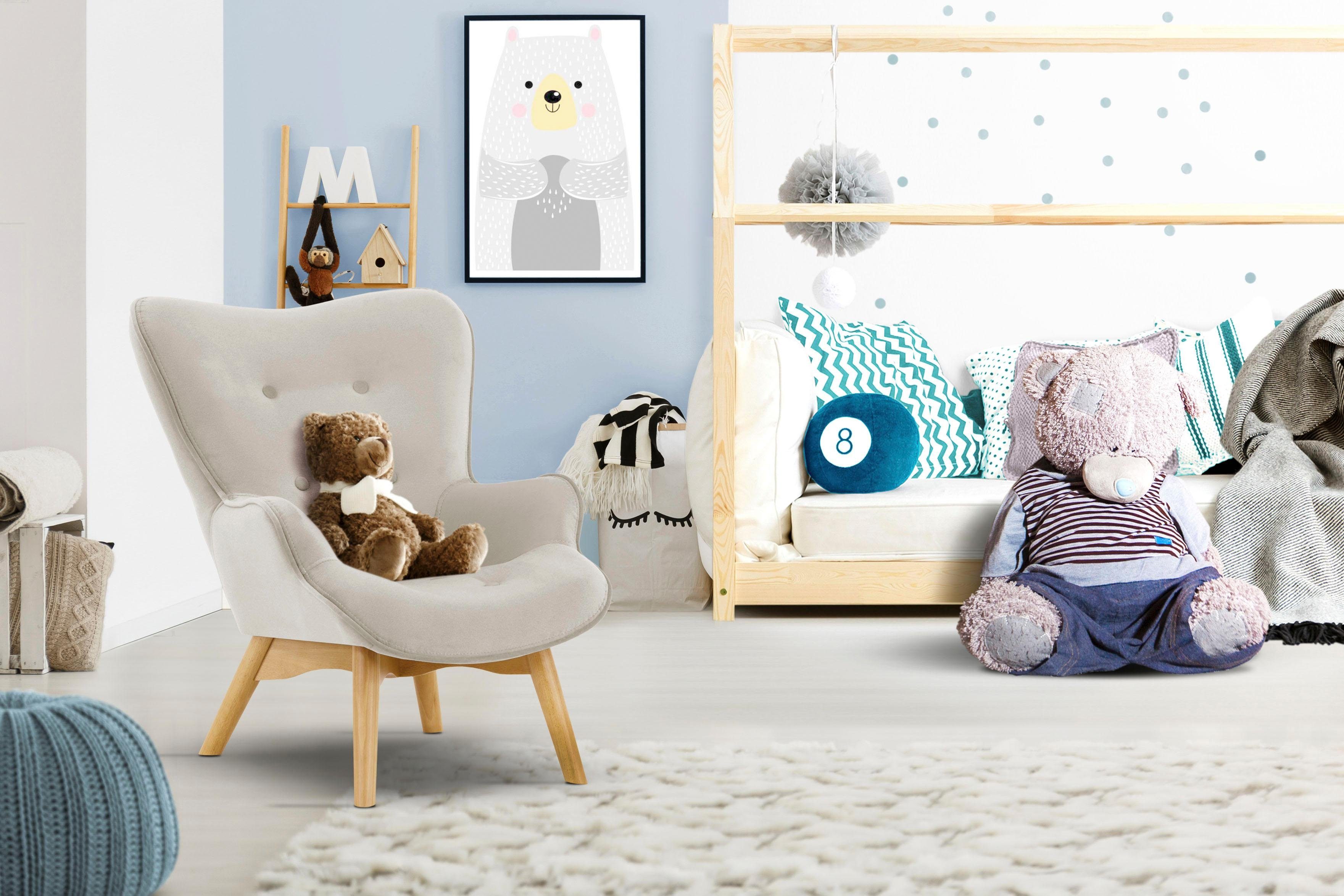 Lüttenhütt Fauteuil Duca mini in een kleine versie voor kinderen fauteuils maat Luxe-microvezel grijs