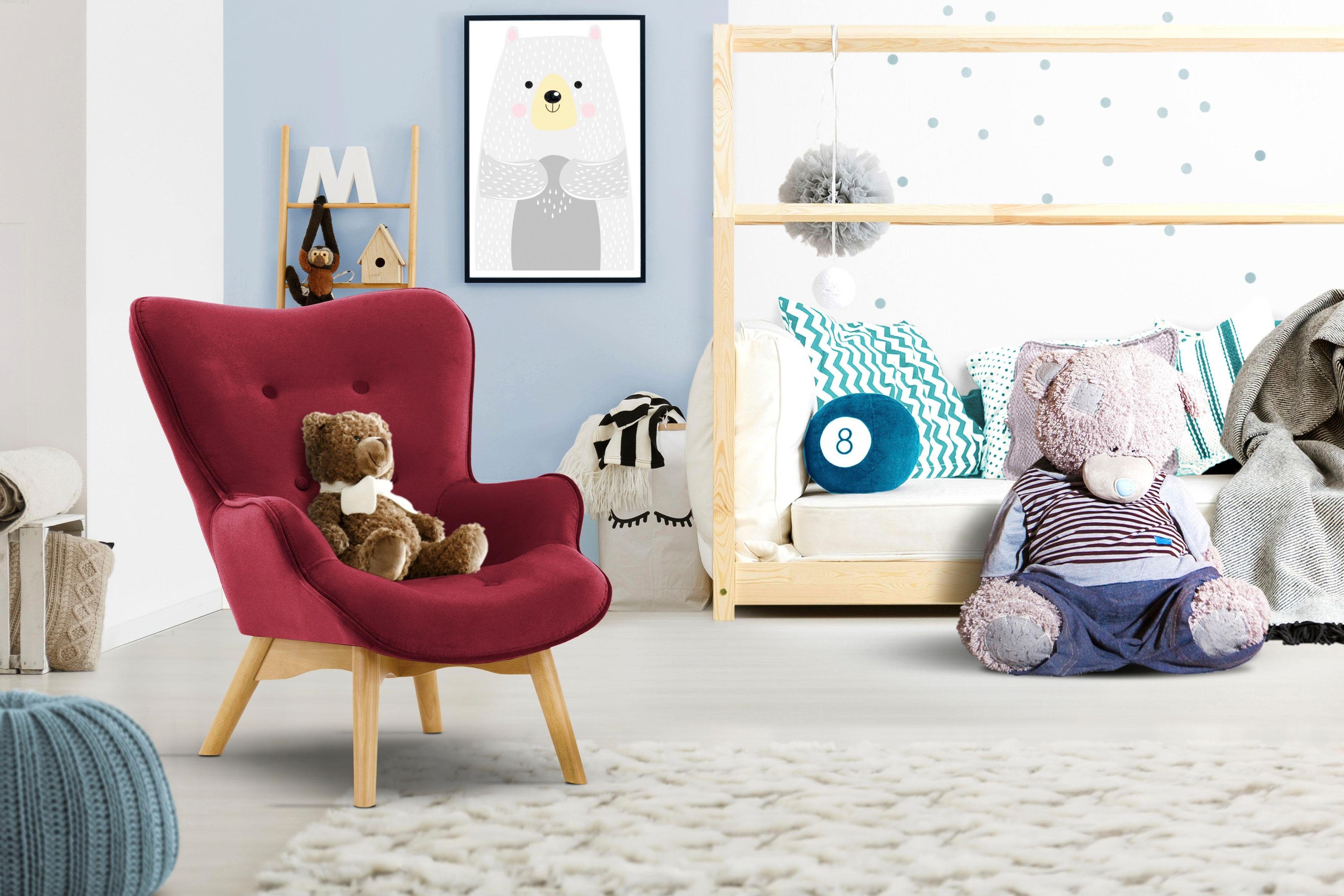 Lüttenhütt Fauteuil Duca mini in een kleine versie voor kinderen fauteuils rood