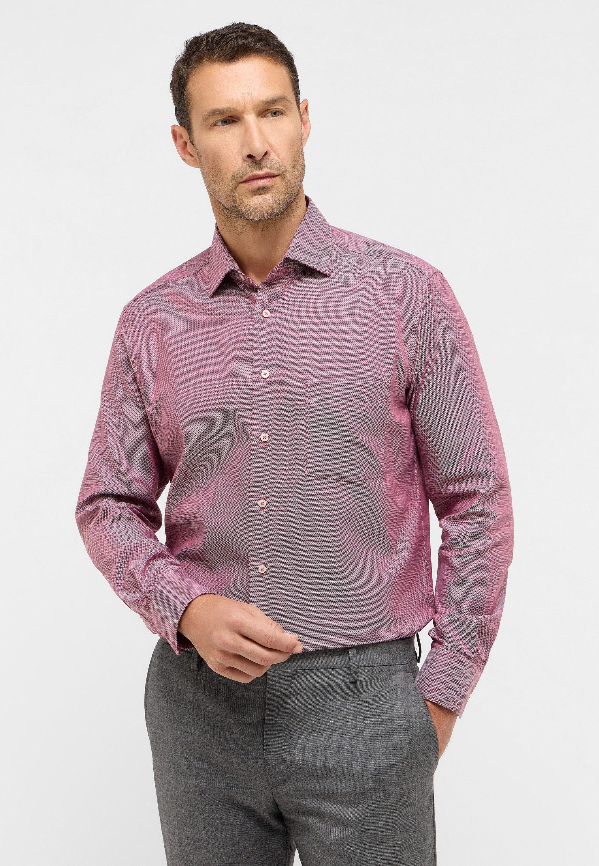 Eterna Overhemd met lange mouwen MODERN FIT NON IRON (strijkvrij) heren overhemden maat 44 rood