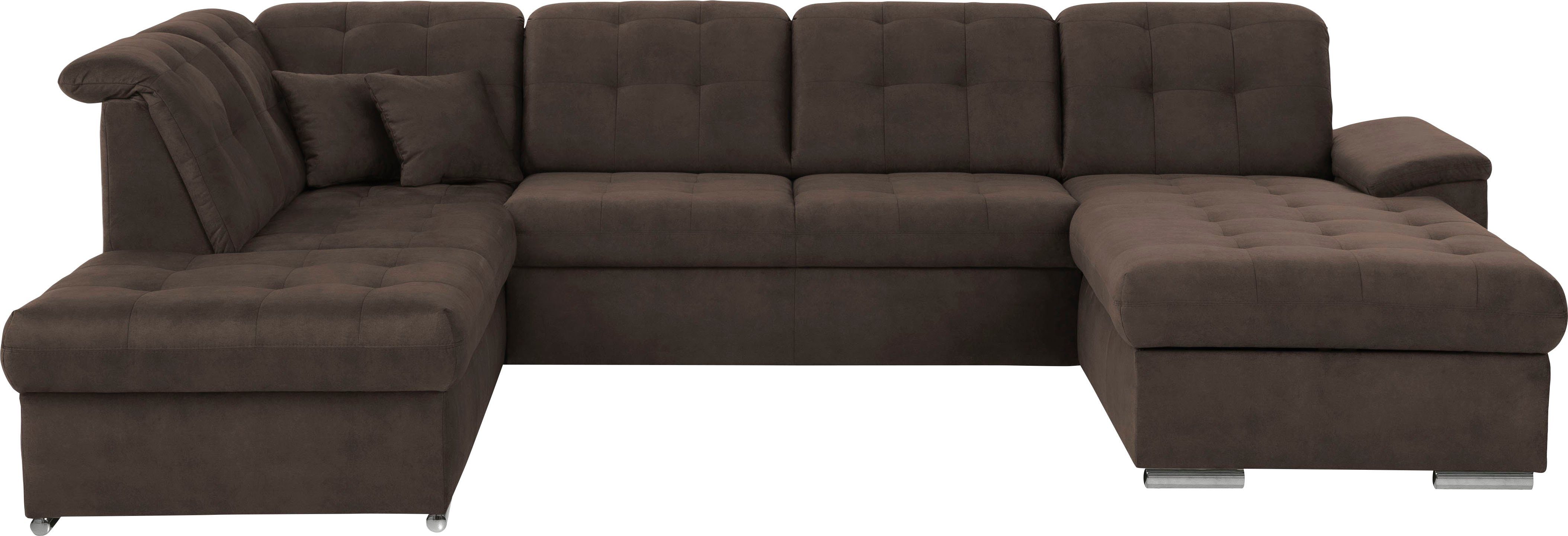 exxpo - sofa fashion Zithoek Durango, uitgebreide zit- en rugverwerking, comfortabel, U-vorm inclusief verstelbare hoofdsteun, naar keuze met slaapfunctie en bedkist (4-delig)