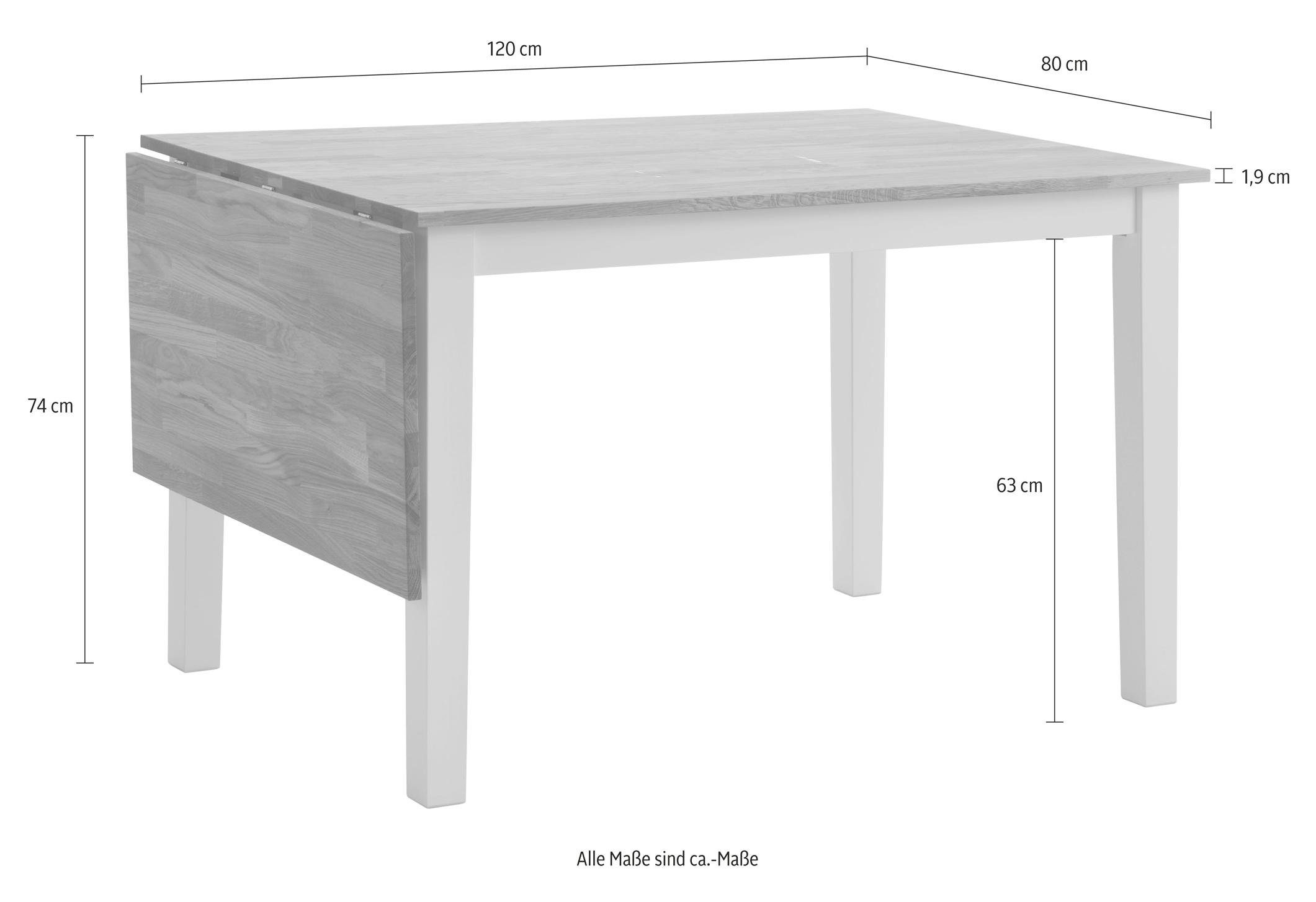 Home affaire Eettafel Samba Breedte 120 cm, met uitklapbaar tafelblad