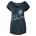 beachtime t-shirt met quote-frontprint "palmtree" blauw
