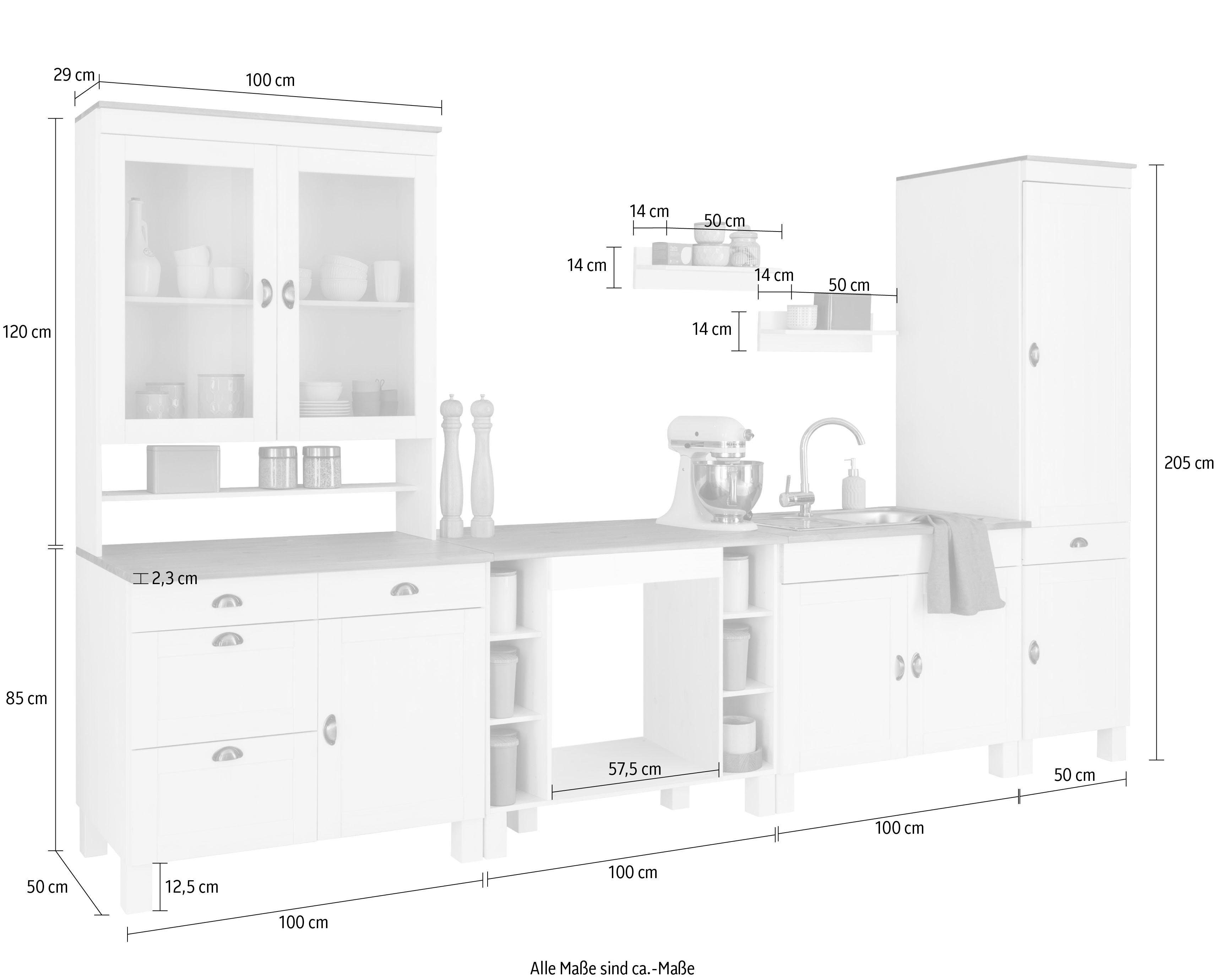 Home affaire Keukenblok Oslo Breedte 350 cm, in 2 diepten, zonder elektrische apparaten (7 stuks)
