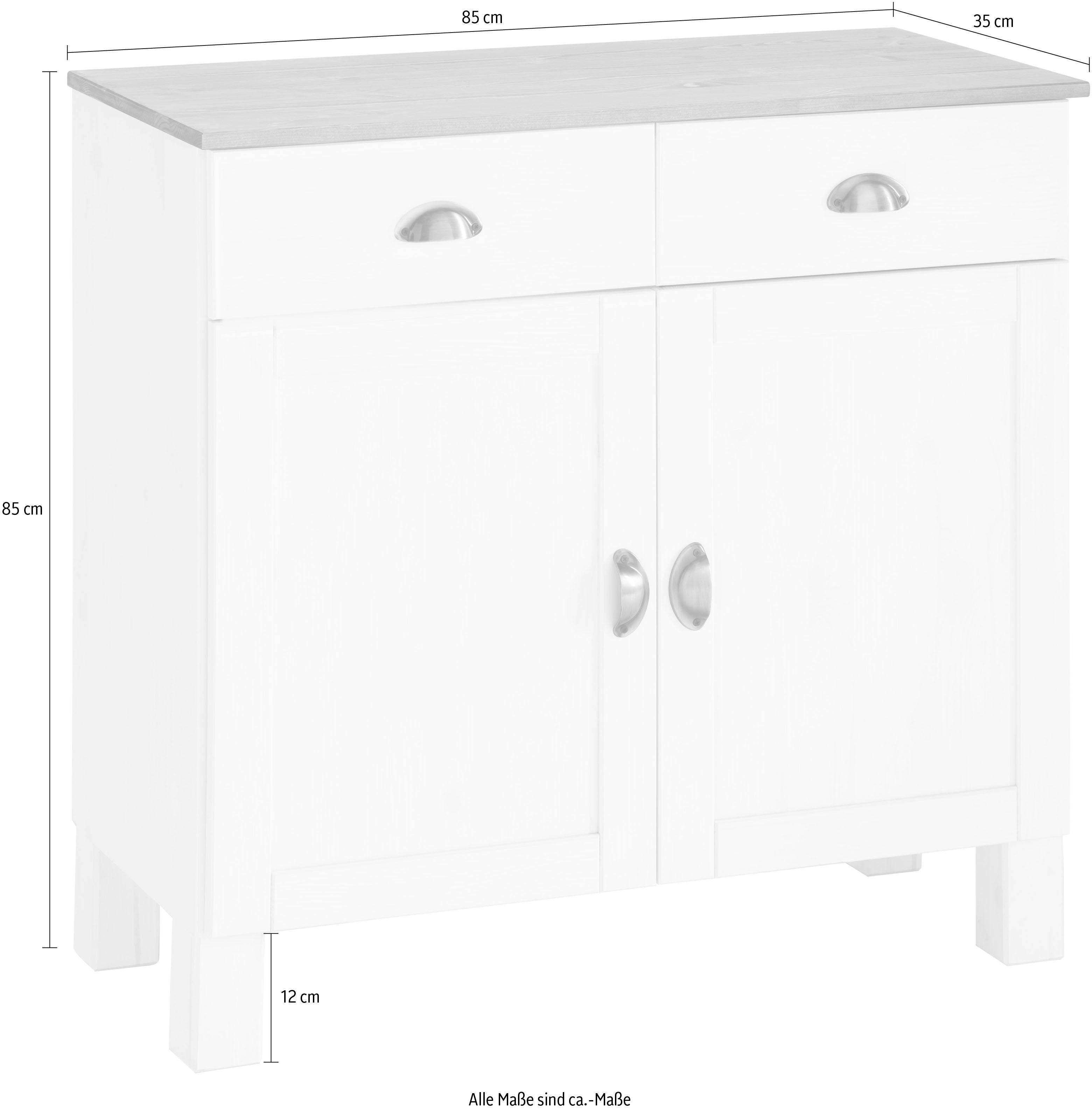 Home affaire Onderkast Oslo 85 cm breed, 38 cm diep, als dressoir te gebruiken, 2 deuren, 2 laden