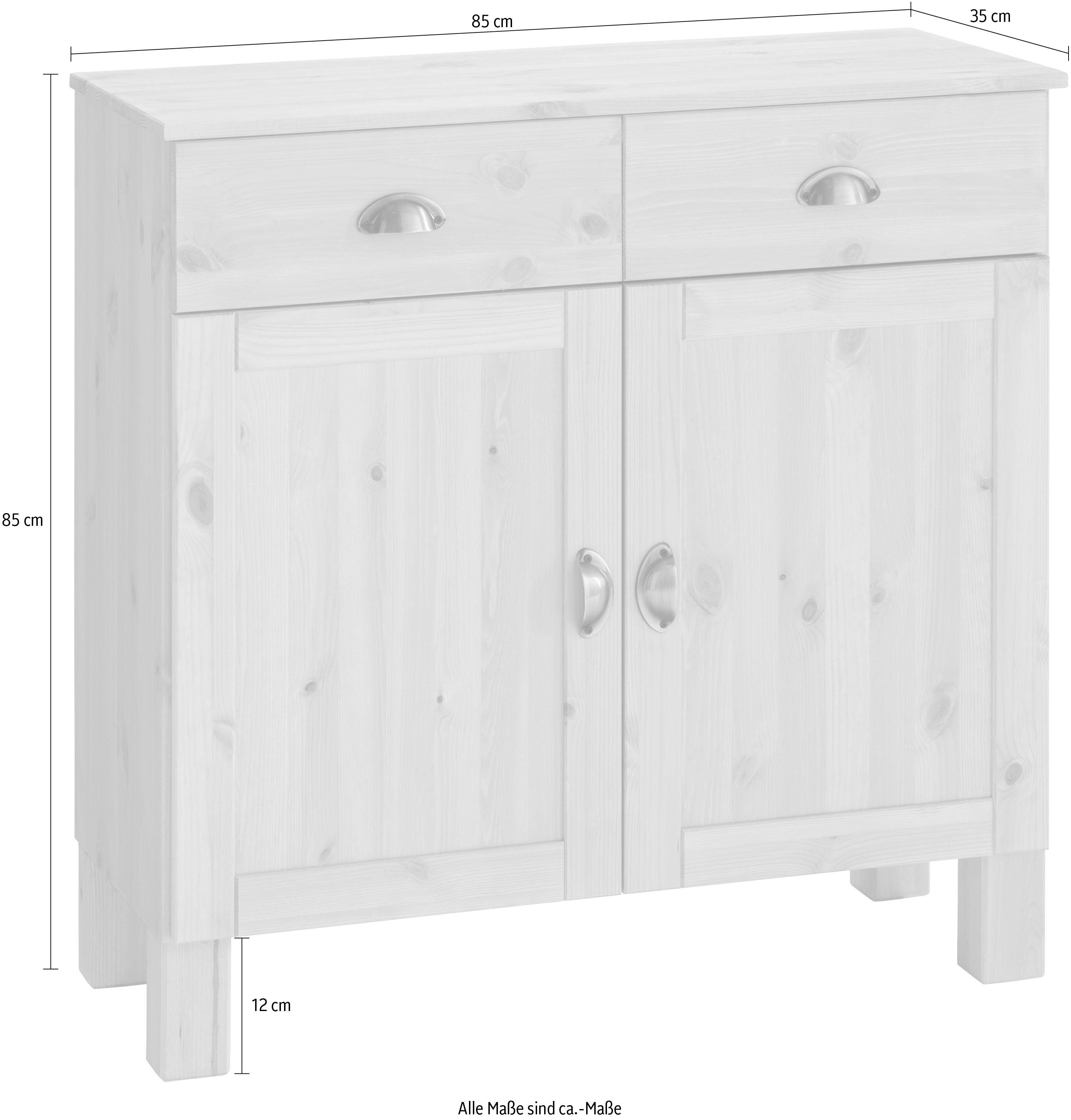 Home affaire Onderkast Oslo 85 cm breed, 38 cm diep, als dressoir te gebruiken, 2 deuren, 2 laden