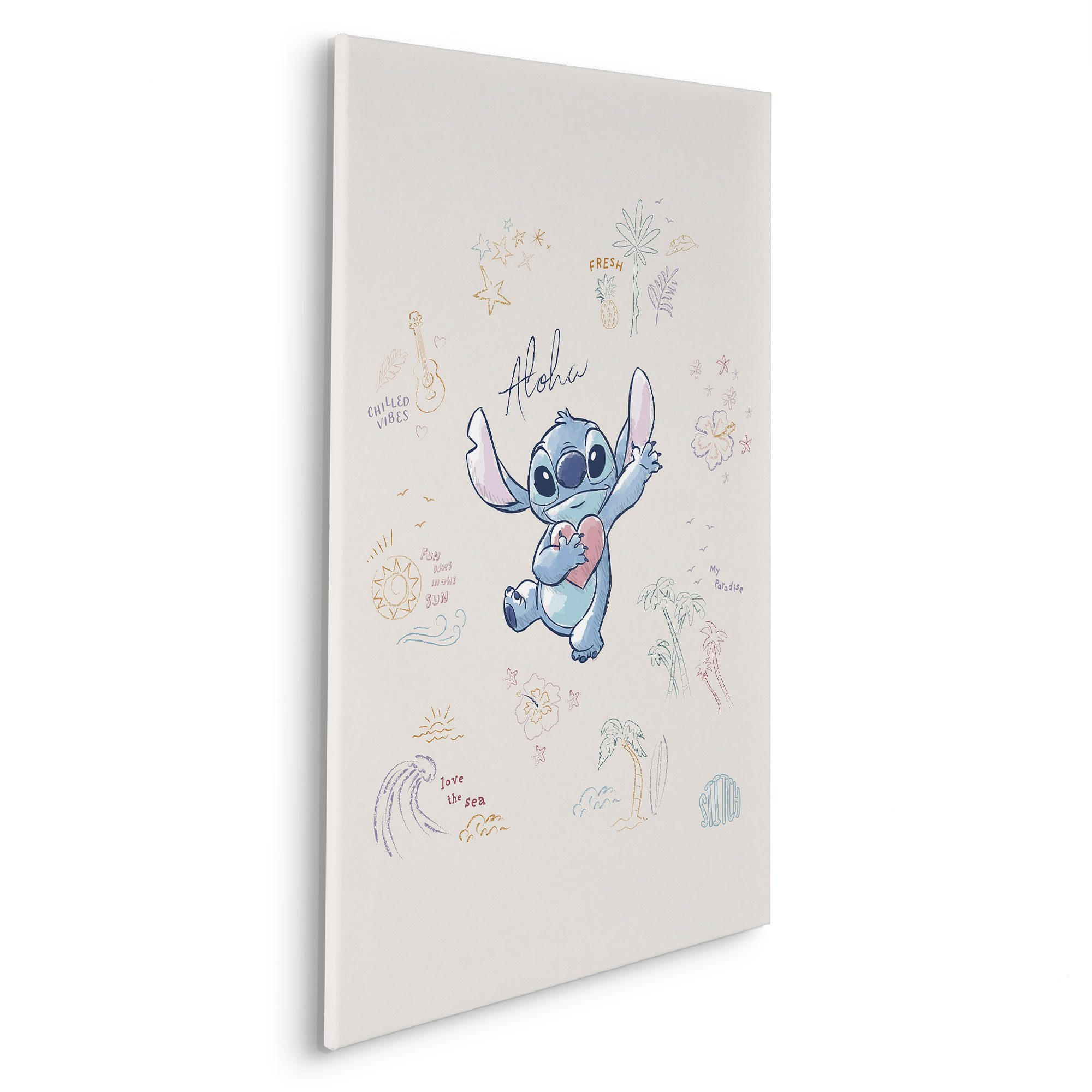 Komar Artprint op linnen Disney Lilo and Stitch In the Sun 6-delige set, 93x30 mm, wit, elk 4,9w, plafond, woonkamer, gang (1 stuk)