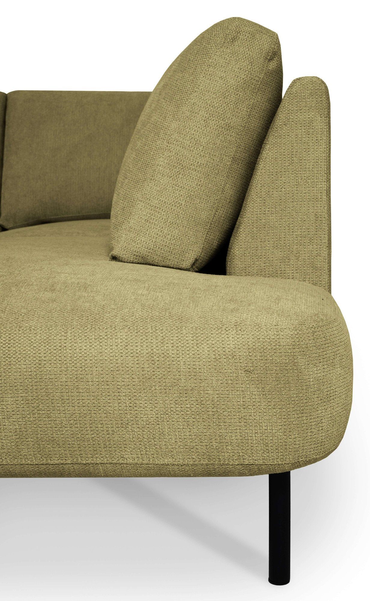 Places of Style Zithoek Cesola in zachte chenille-stof, breedte 327 cm, met zwarte metalen poten