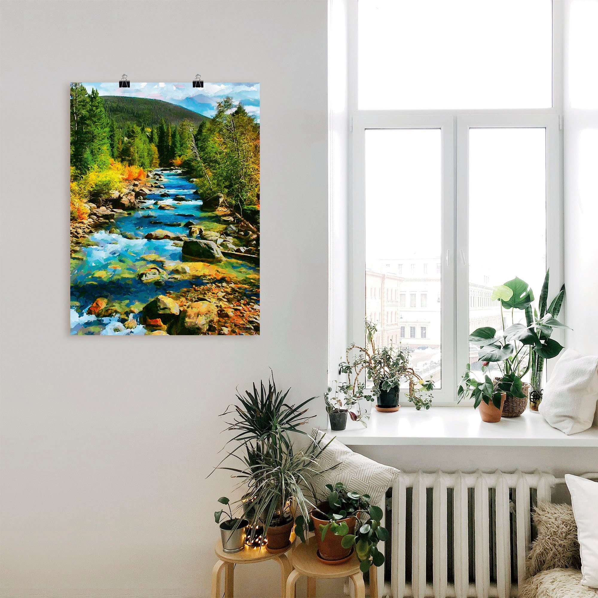 Artland Artprint Rivier in Boheemse bergen als artprint van aluminium, artprint op linnen, muursticker of poster in verschillende maten