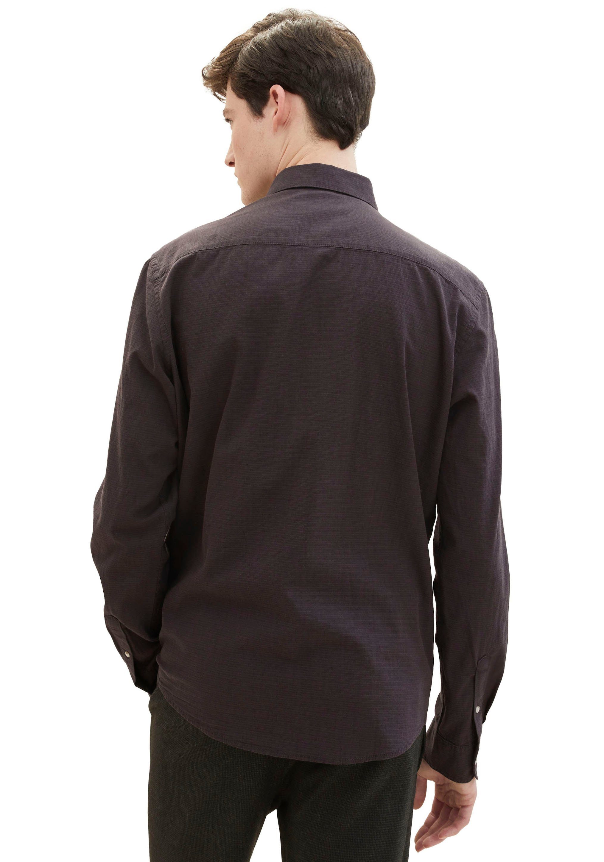 Tom Tailor Denim Overhemd met lange mouwen met knoopsluiting en structuur-uiterlijk