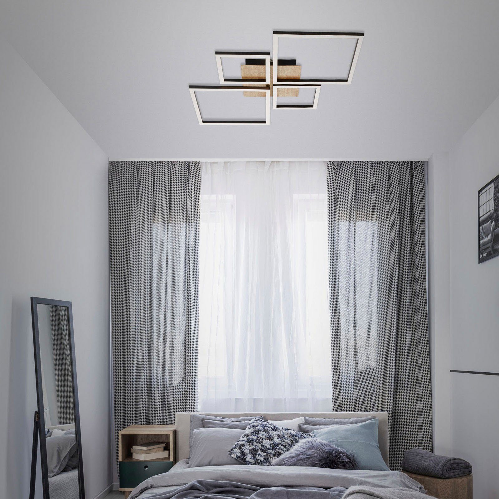 Briloner Leuchten Led-plafondlamp 3128014 FRAME Plafondlamp, 75x47x7,3 cm, zwart, 48W, woonkamer, slaapkamer