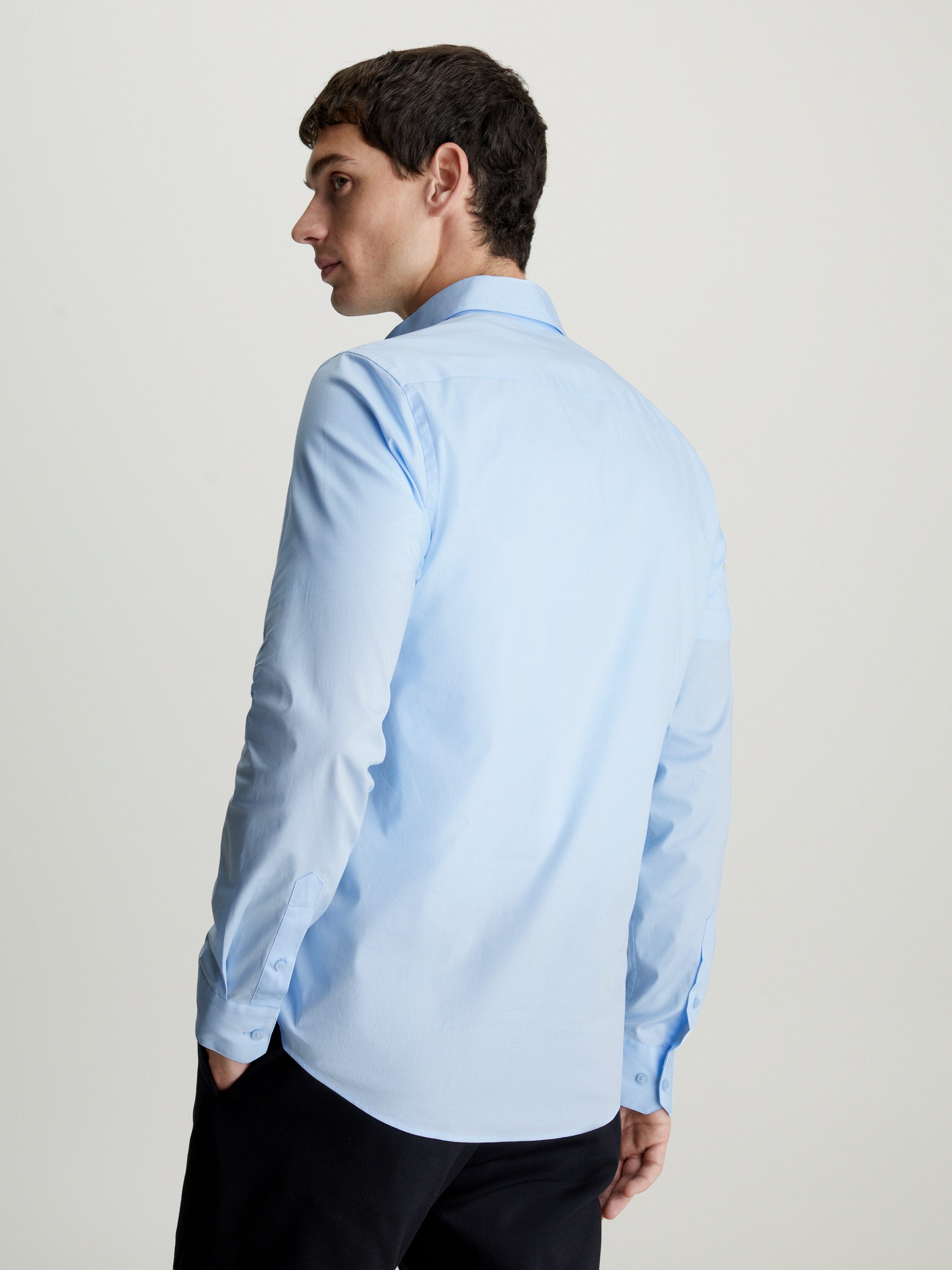 Calvin Klein Businessoverhemd STRETCH POPLIN SLIM SHIRT met calvin klein-logo op de borst