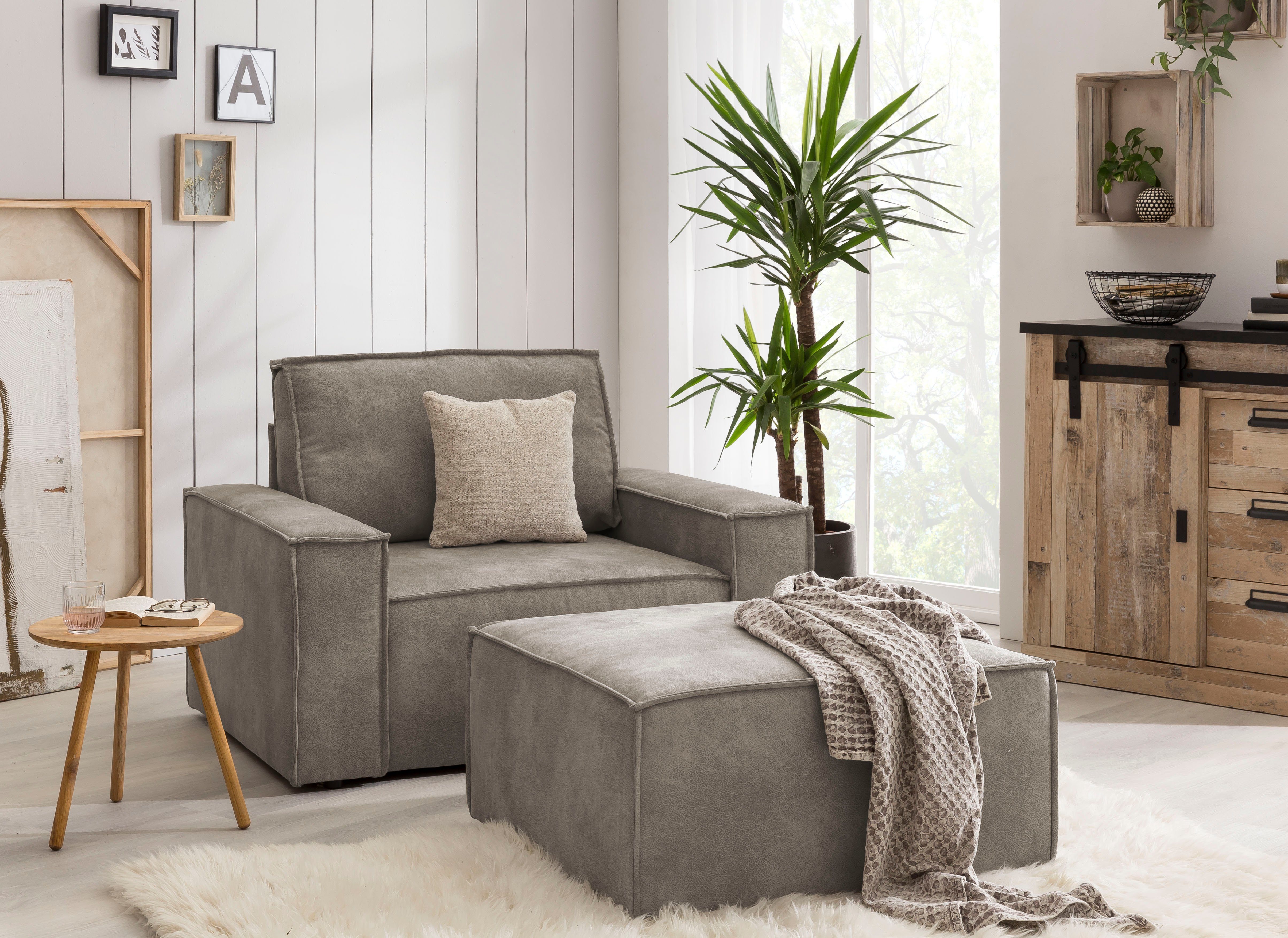 Home affaire Fauteuil Sherwood Loveseat en hocker als set, passend bij de bekleding-serie SHERWOOD
