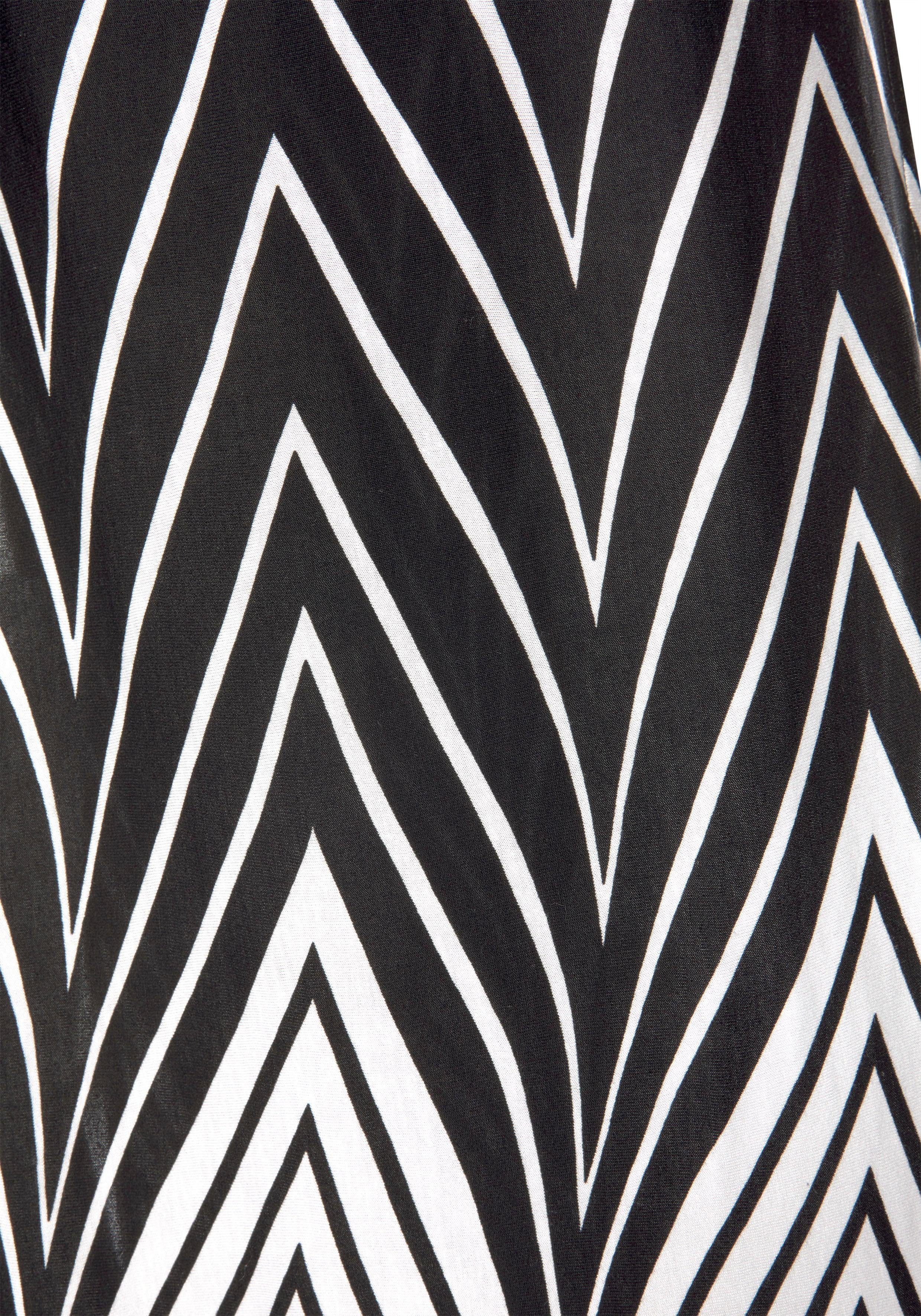Lascana Maxi-jurk in zwart-wit design met split, zomerjurk, strandjurk
