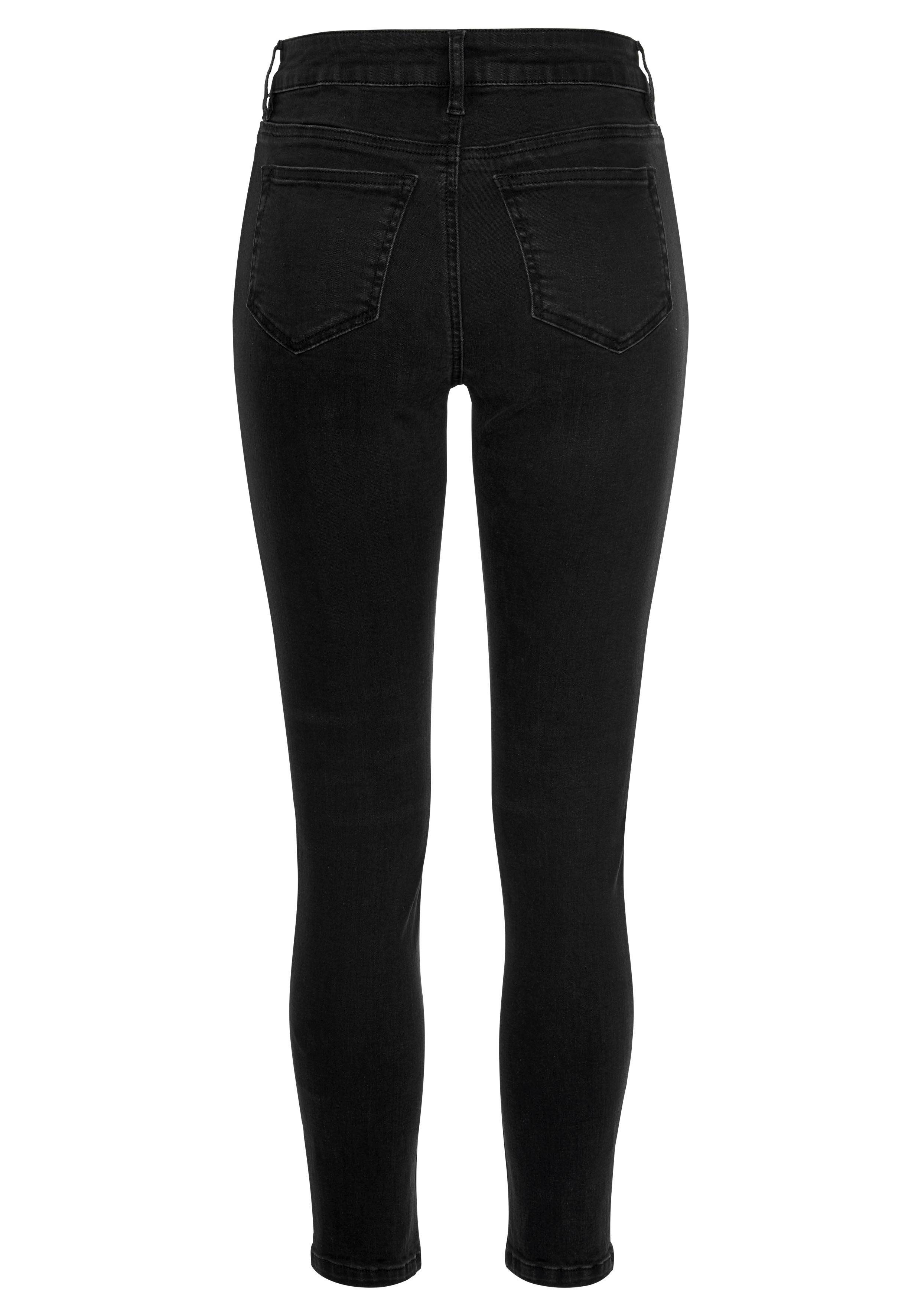 Buffalo High-waist jeans met modieuze knoopsluiting, smalle skinny-jeans, stretch-kwaliteit