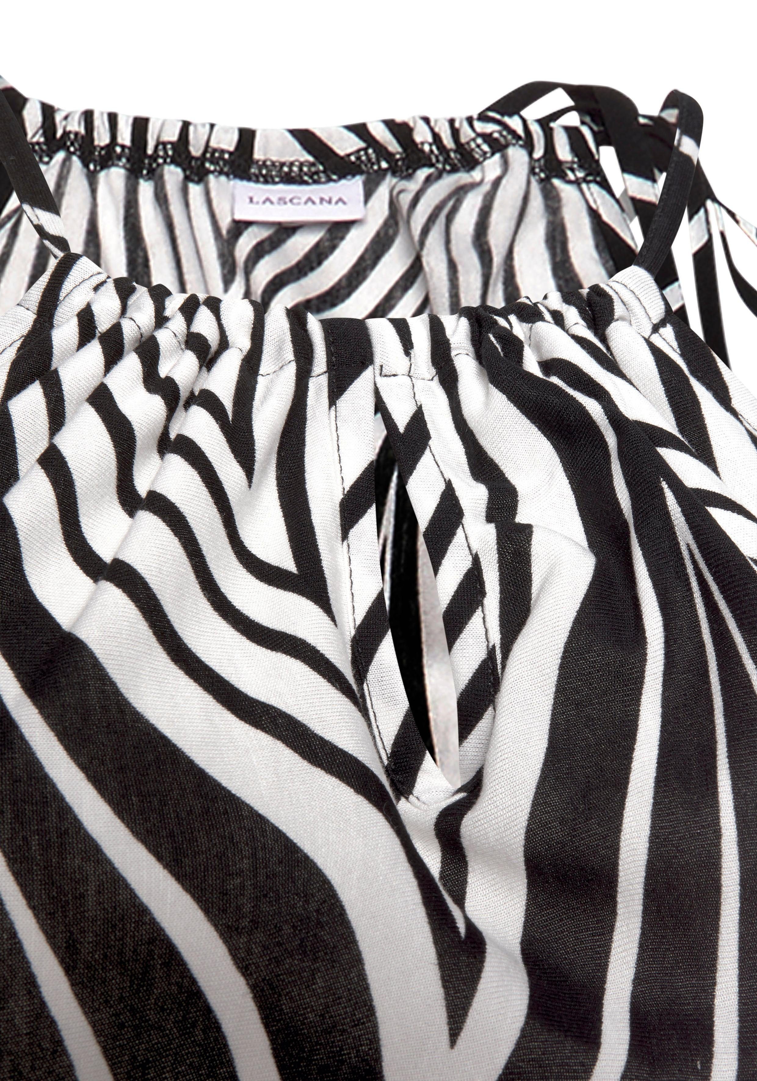 Lascana Maxi-jurk in zwart-wit design met split, zomerjurk, strandjurk