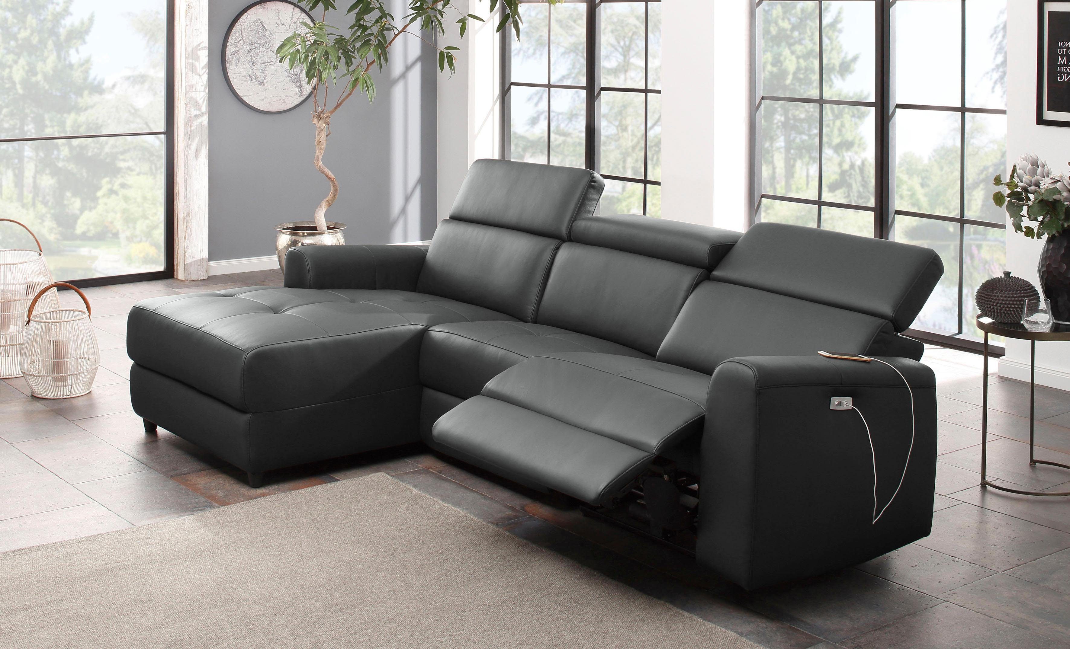 Home affaire Hoekbank Sentrano, L-vorm, 275 cm, man. of electr. relaxfunctie en usb/kopverstelling