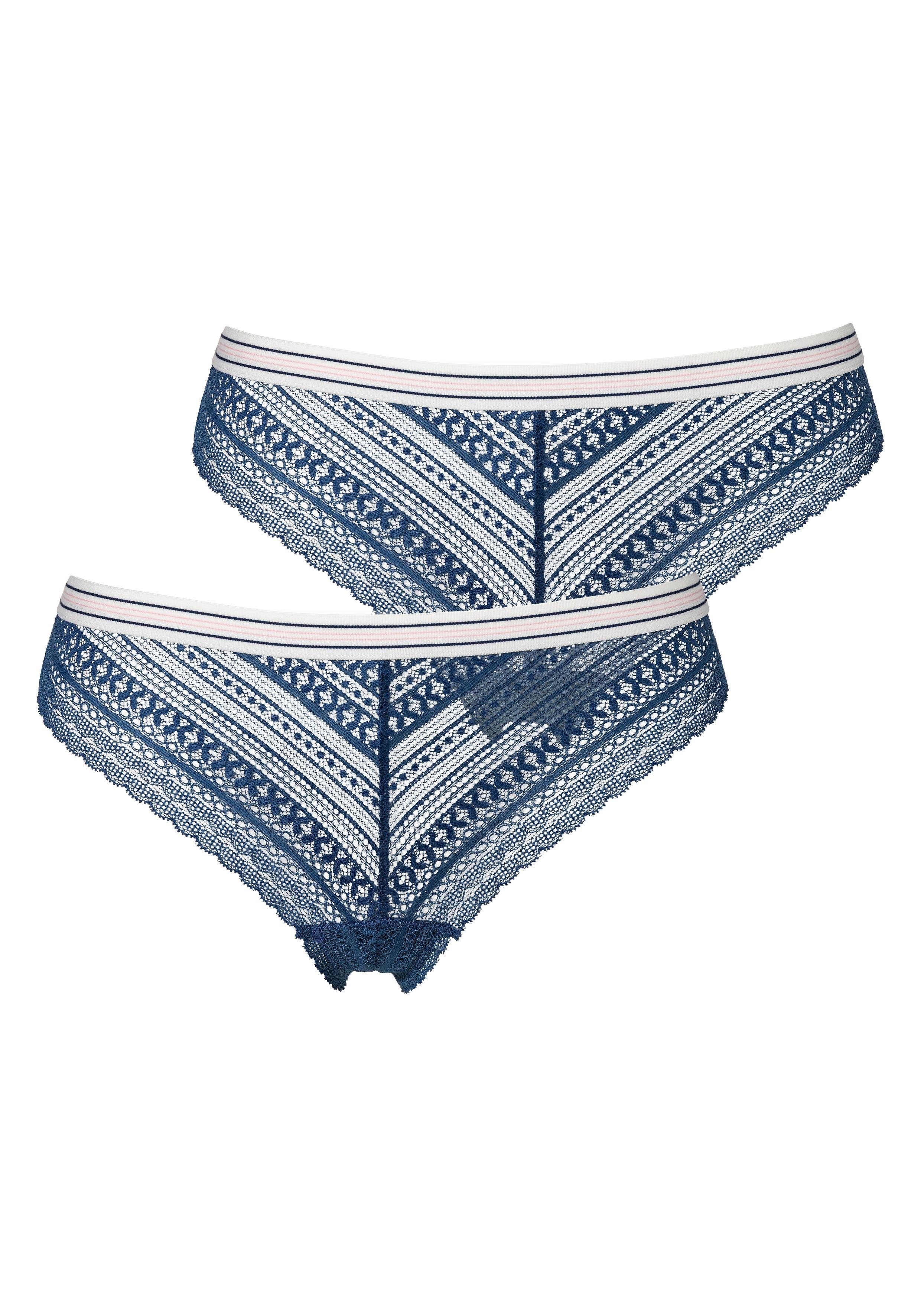 s.Oliver RED LABEL Beachwear Brazilian slip van grafische kant dames slips maat 36/38 blauw