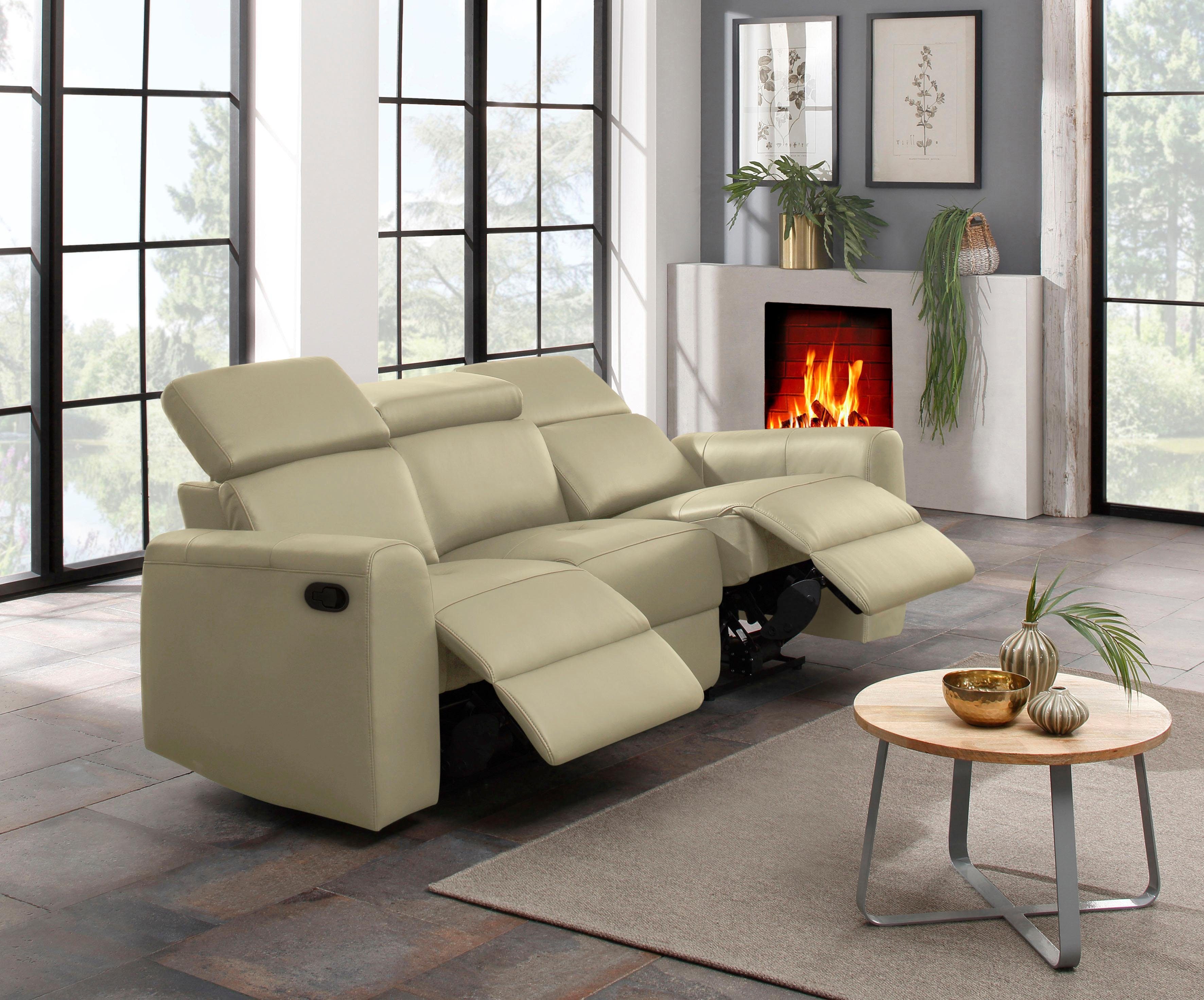 Home affaire 3-zitsbank Sentrano ook met elektrische functie met usb-aansluiting, in 4 overtrekvarianten beige, 3-zitsbanken, 209 cm