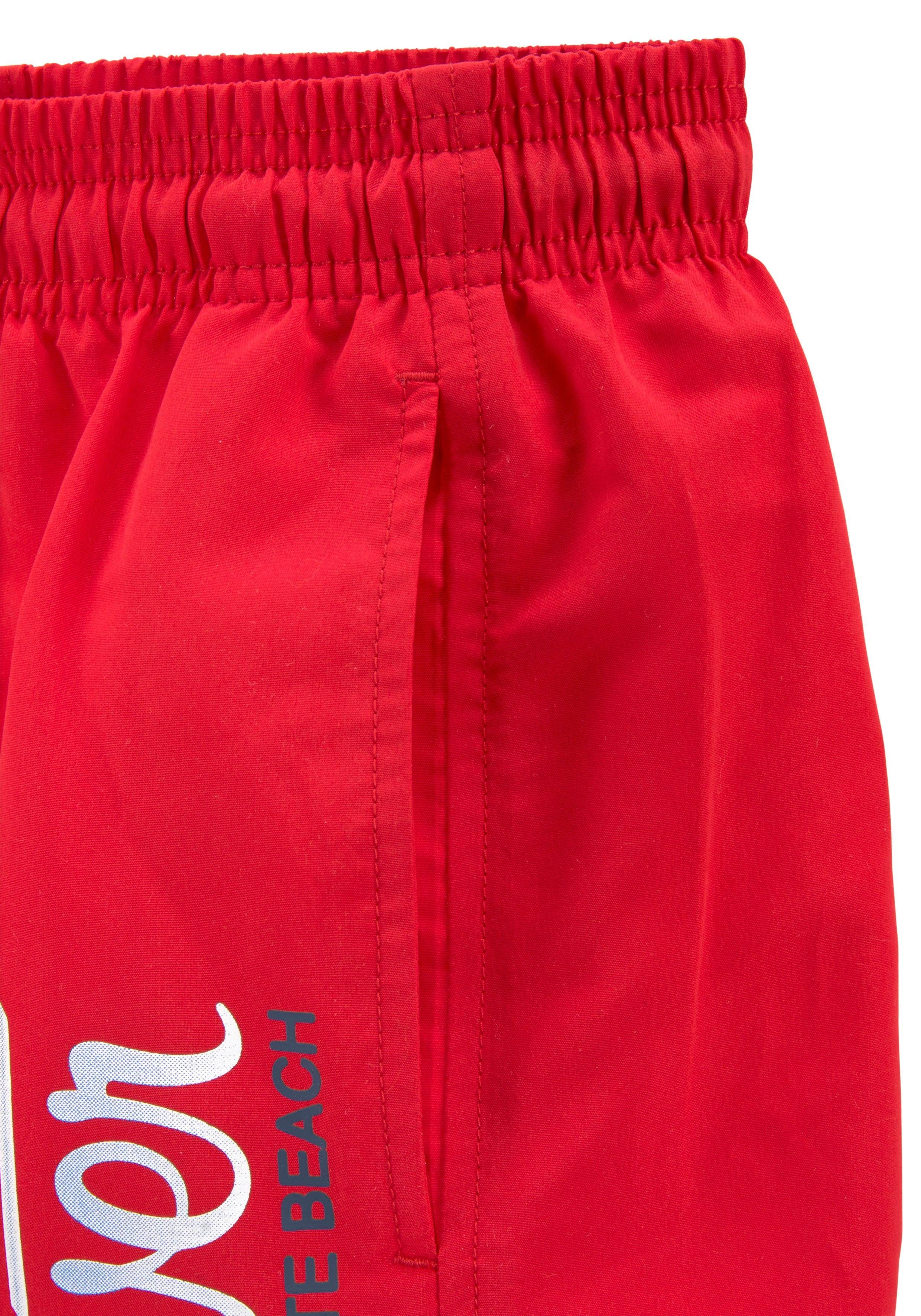 s.Oliver RED LABEL Beachwear Zwemshort met logoprint en contrastkleurige details