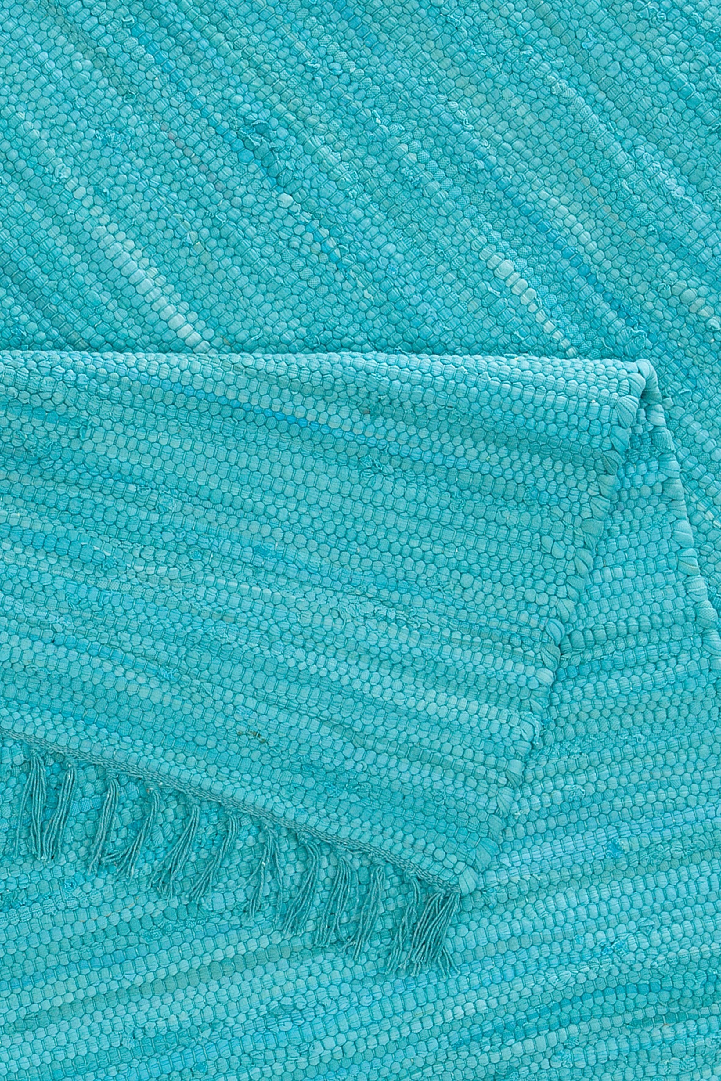 my home Vloerkleed Ares Uni kleuren, handgeweven, met franjes, puur katoen, wasbaar
