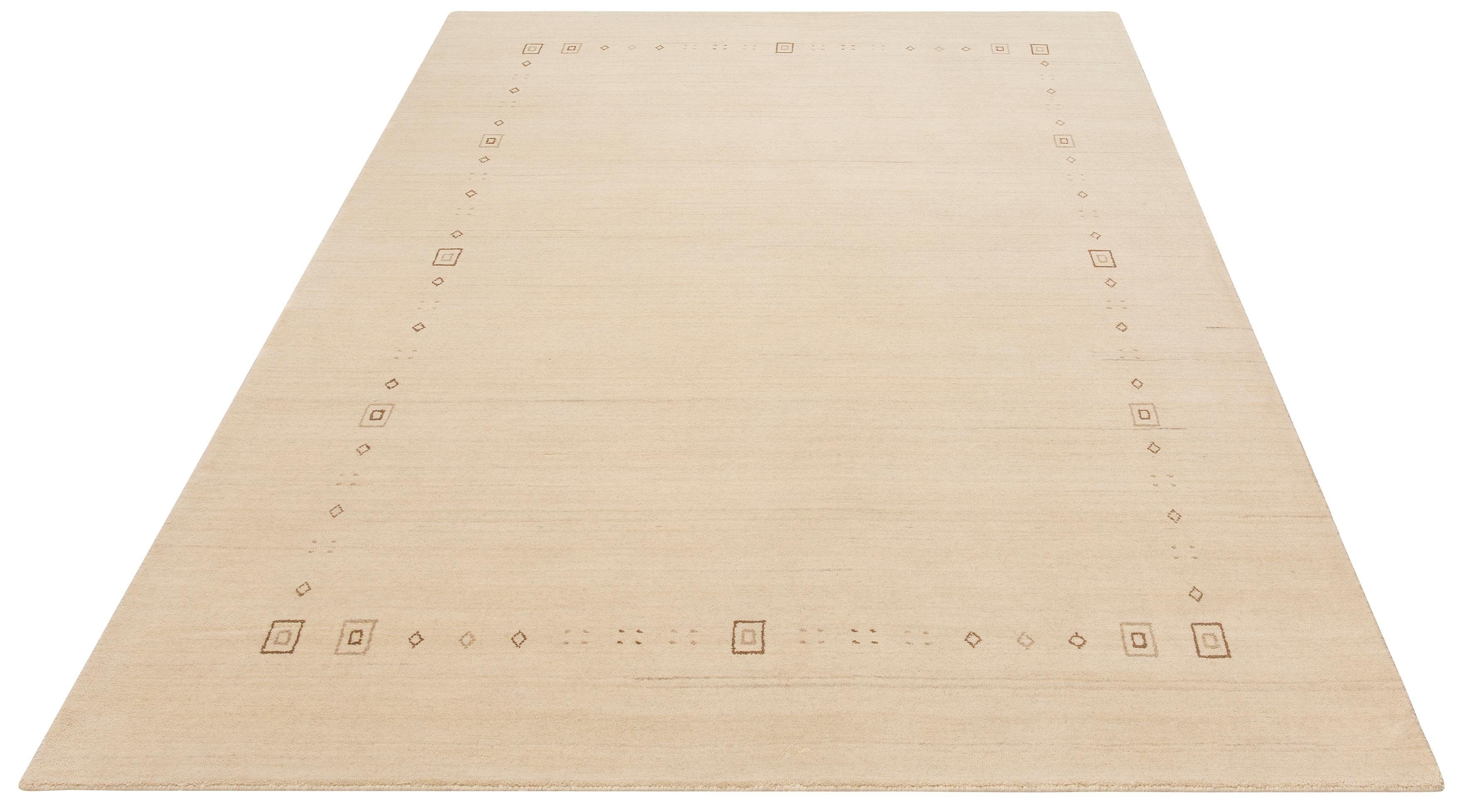 my home Wollen kleed Julia pure wol, handgeweven, zachte aanraking, met bies wollen vloerkleden maat 170 cm x 240 cm x 12 mm beige