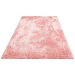 home affaire hoogpolig vloerkleed malin shaggy, unikleurig, licht glanzend, bijzonder zacht door microvezel, woonkamer roze